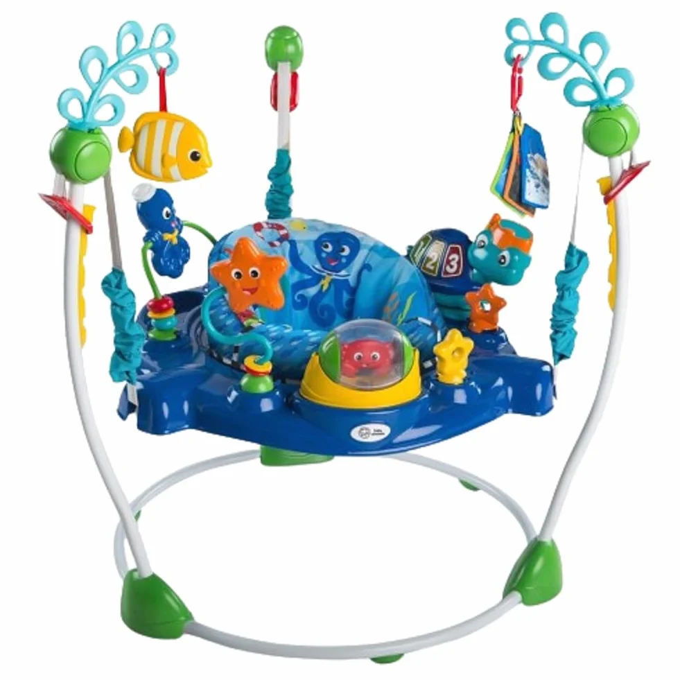 Baby Einstein Neptune's Ocean Discovery Centro Giochi e Attività, 15 Giochi, 3 Lingue, Girello con Musica e Luci, Sedile Girevole 360°, Regolabile, da 6 Mesi