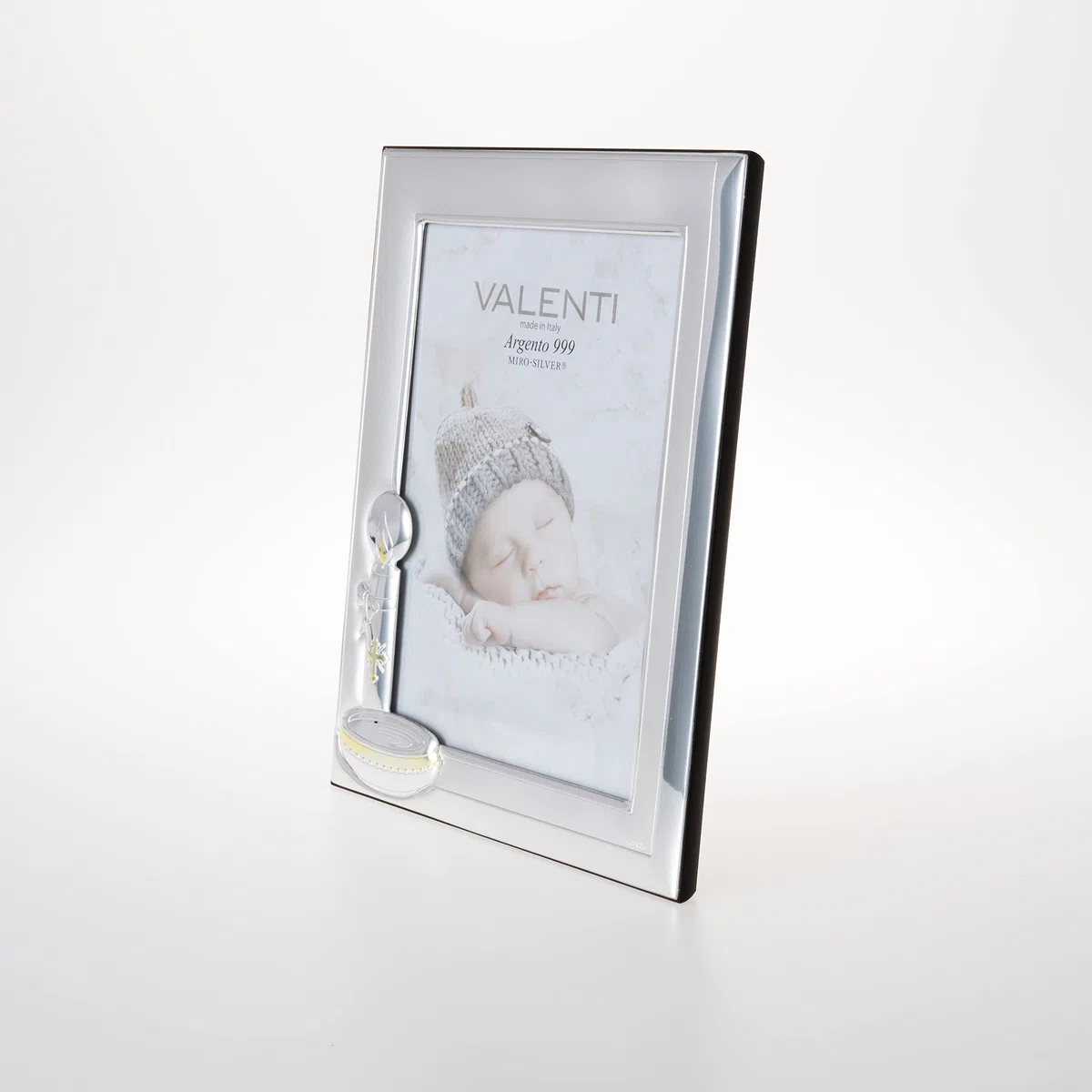 Valenti&Co - Cornice Portafoto in Argento cm 13x18. Perfetta Come Idea Regalo per ricorrenza Come Battesimo di Un Bambino