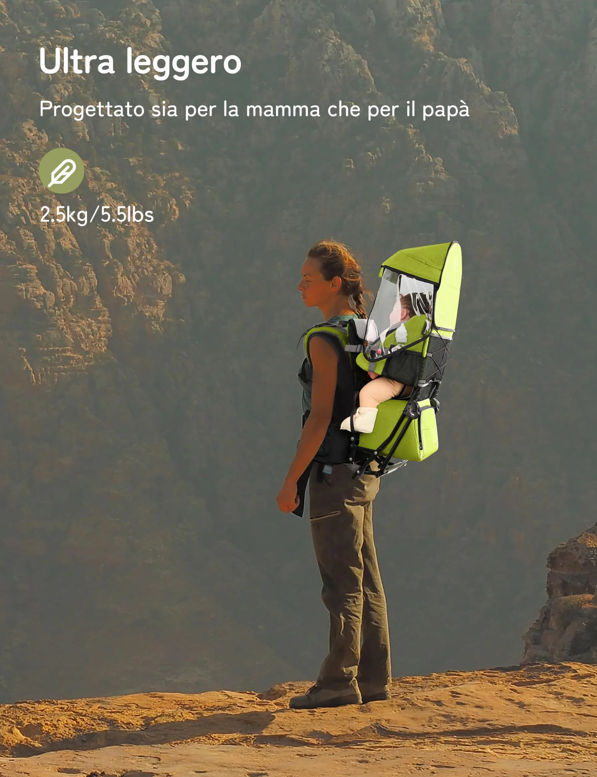 besrey Zaino Porta Bambino Trekking Zaino Porta Bambino Montagna (Verde Chiaro)