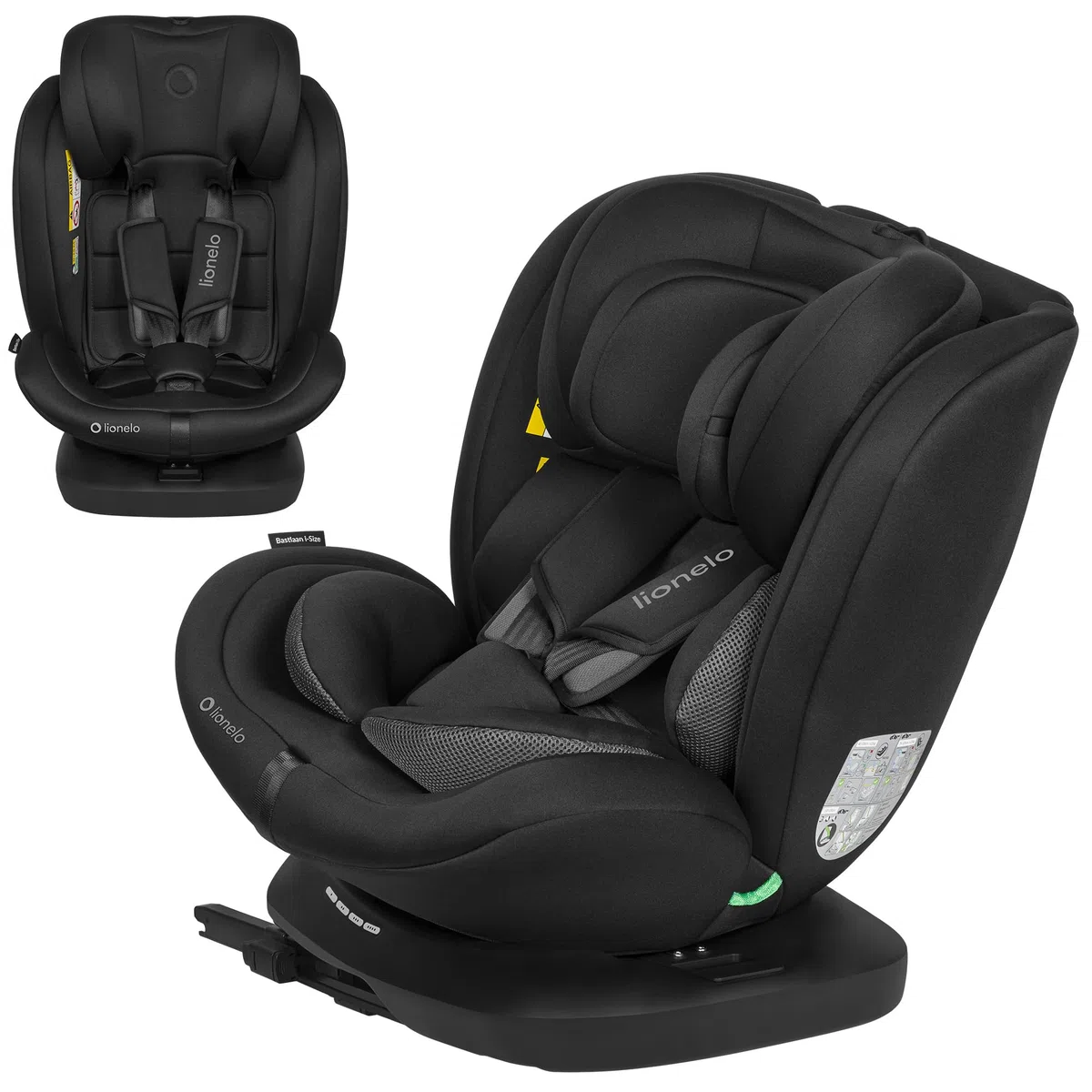 Lionelo Bastiaan i-Size Seggiolino Auto Evolutivo 4-in-1 per bambini 0-12 Anni (40-150 cm) ISOFIX e l'ultima Norma R129 Opzione Rivolto All'indietro, 21 Regolazioni, Girevole 360° Protezione Laterale