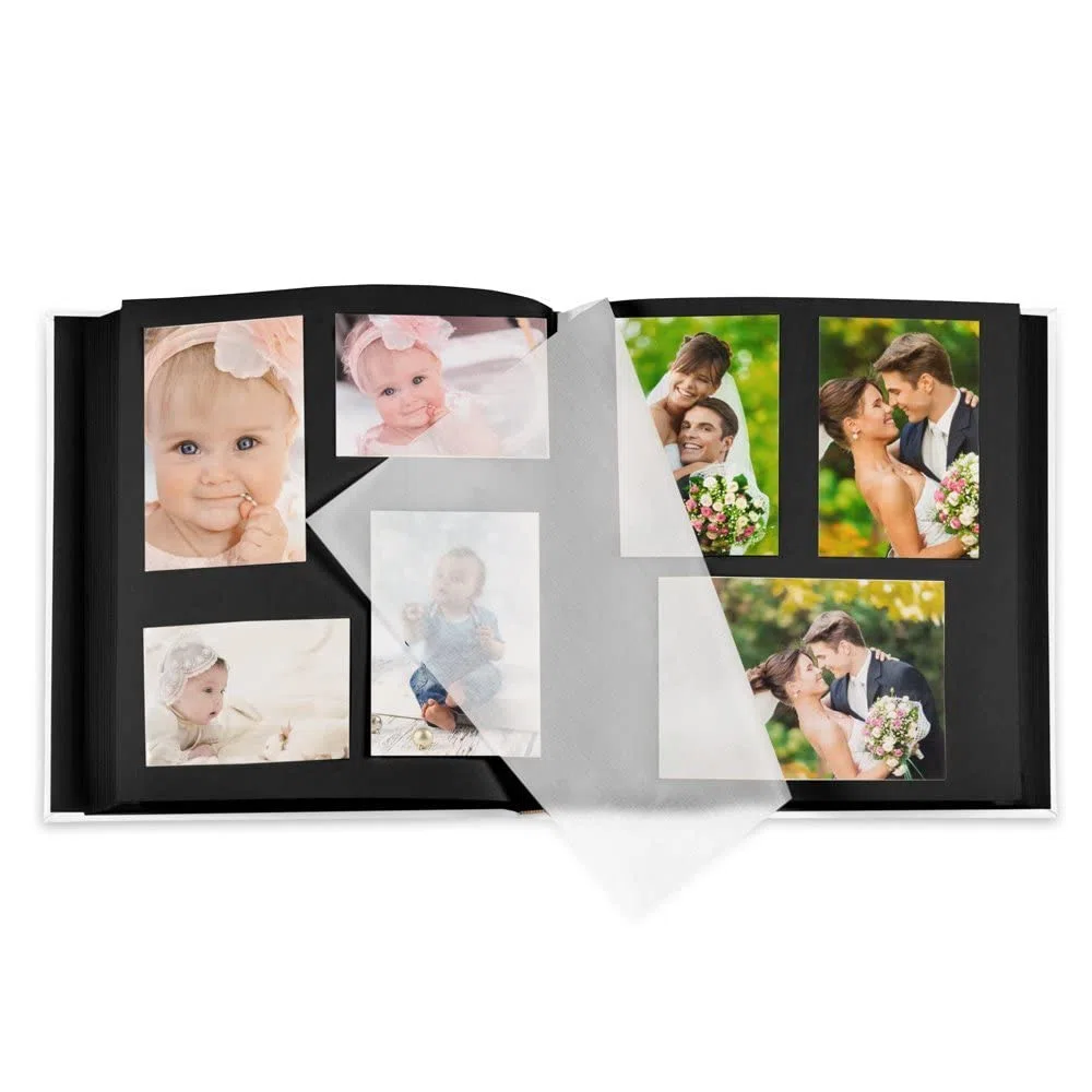 Maverton Album Fotografico - Copertina in Pelle Sintetica Personalizzazione Stampata - 60 pagine nere - 240 foto 10x15cm - regali neonato, battesimo, compleanno - Azzurro