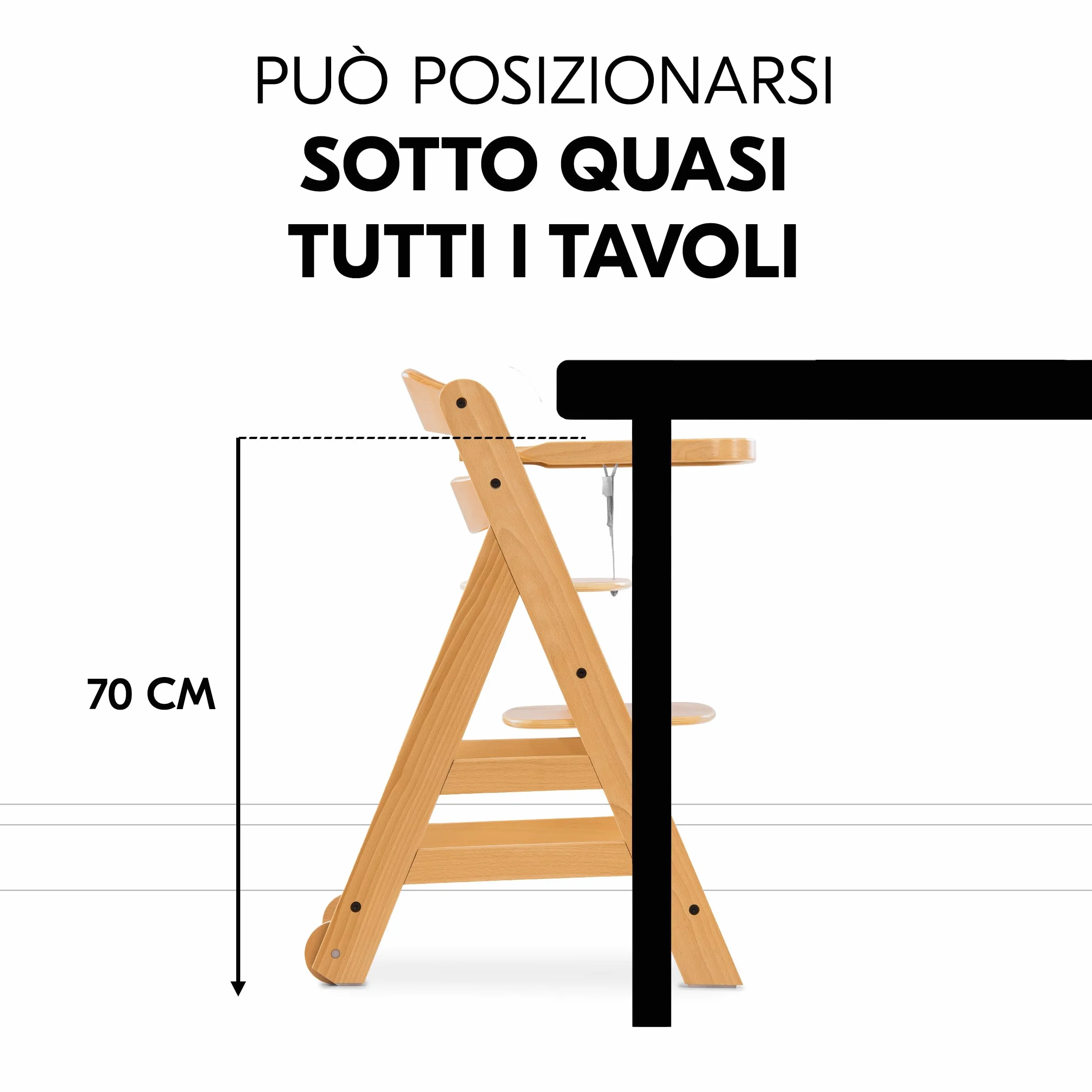 hauck Alpha Move Set Deluxe - Seggiolone in Legno Evolutivo Da 0 Mesi - Sedia Bambini Regolabile con Sdraietta Neonato Reclinabile, Cuscino e Vassoio - Naturale, Grigio