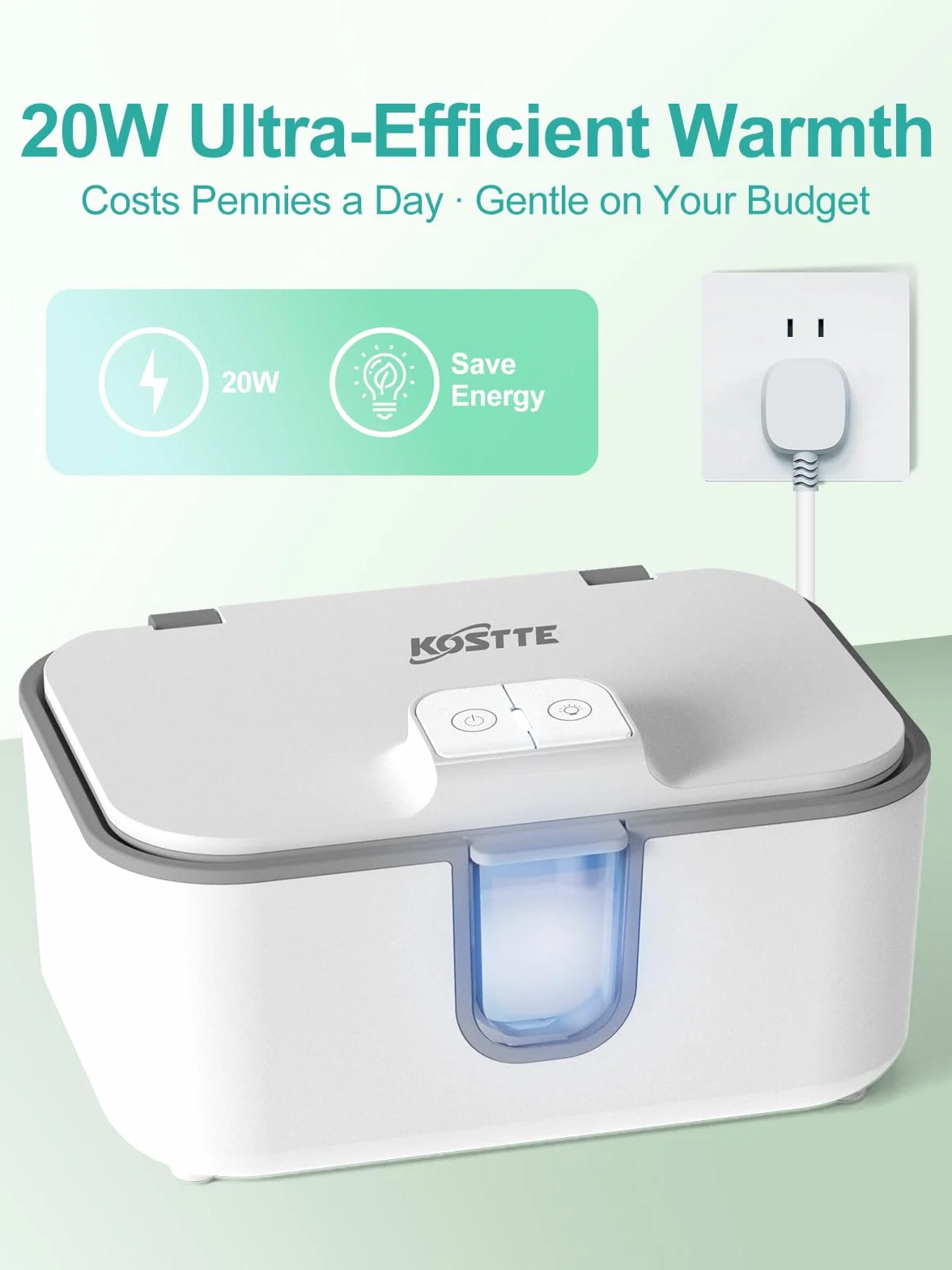 Dispenser salviette grande capacità riscaldante luce notturna bianco