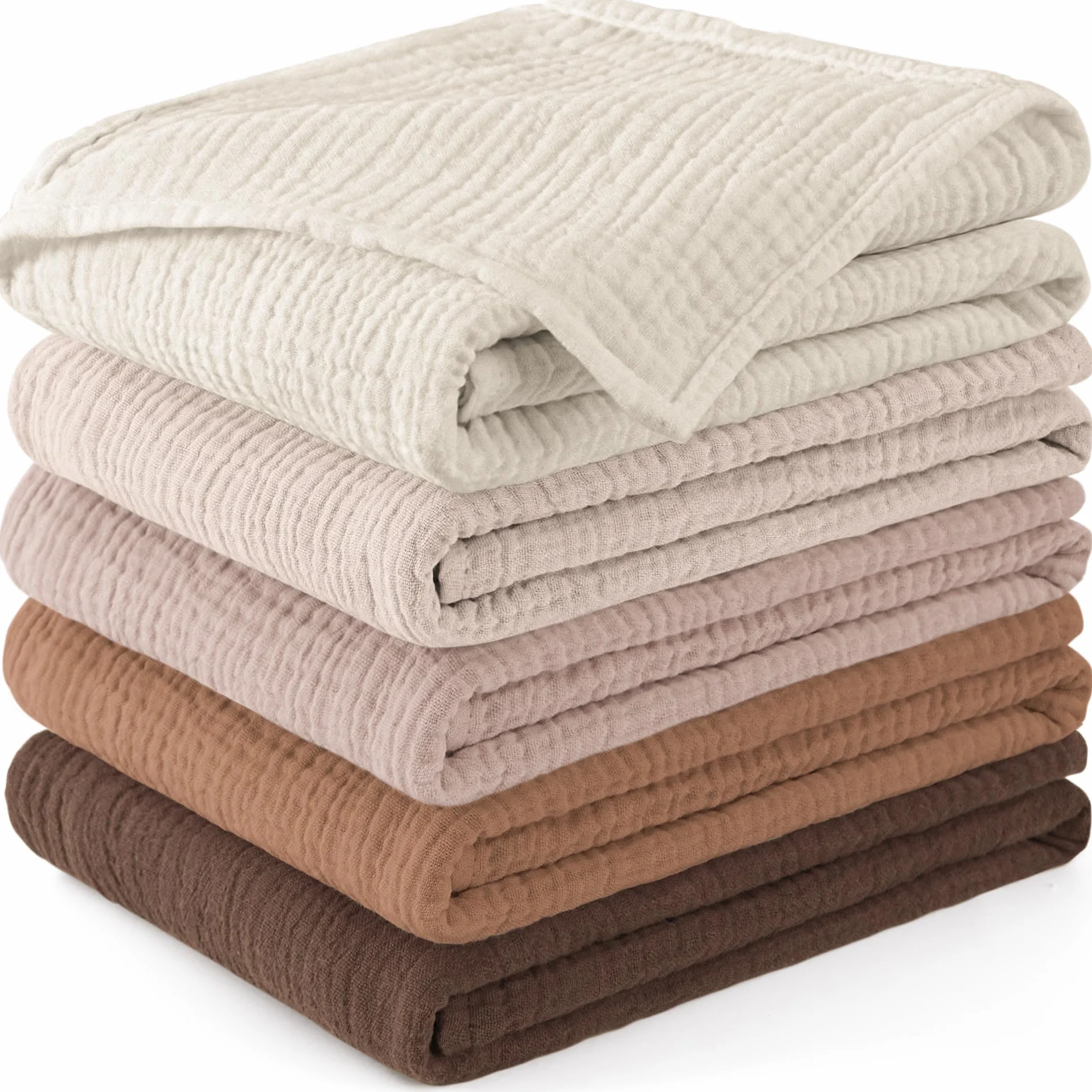 Susurration Bambino in Mussola Per Neonati, 5 Pezzi, Set 60x60CM, Super Morbido Assorbente in Mussola A Grana Per Neonati, Unisex, Per Bambine E Ragazzi (marrone)