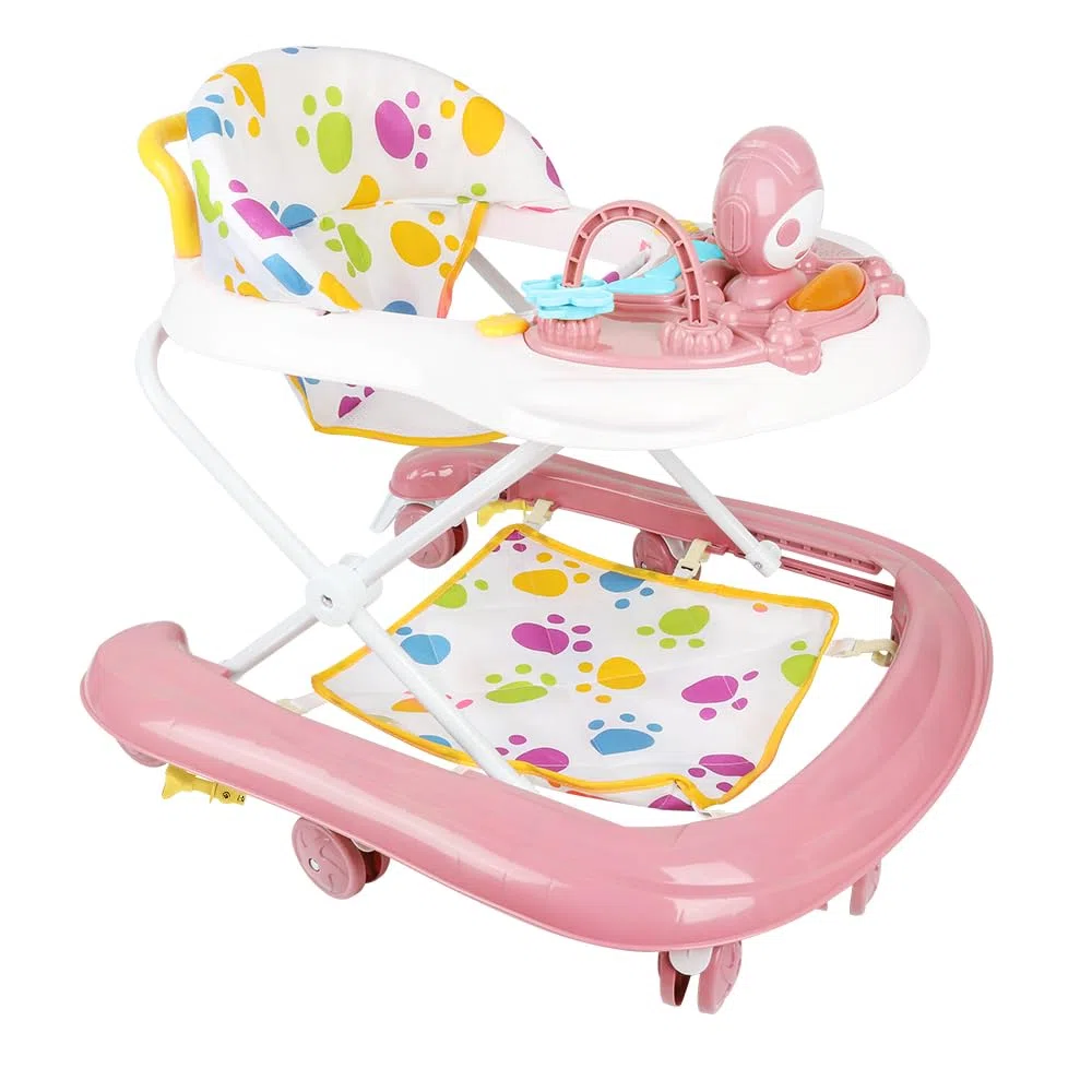 Andador per Bambini e Bambine Scalabile 3 in 1, Andador Pieghevole per Camminare con 3 Altezze Regolabili, Sedile e Vassoio Rimovibili, Centro Attività per 6+ Mesi, Portata 12 KG - 62 x 68 x 36-81 cm