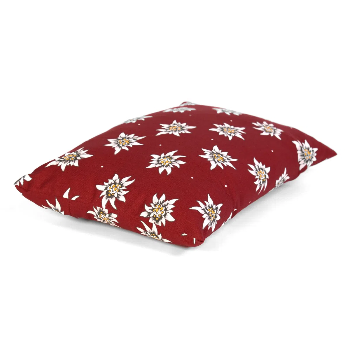 Cuscino di pino cembro con fodera interiore bio e federa esteriore -Fiori edelweiss, 30 x 20cm - Profumo di pino cembro naturale al 100%