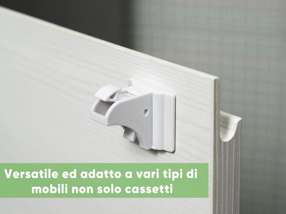 Blocca cassetti per bambini 8 Serrature + 2 Chiavi magnetiche, Chiusura cassetti per bambini, Magnetico Senza Viti Installazione Rapida con Biadesivo Invisibile