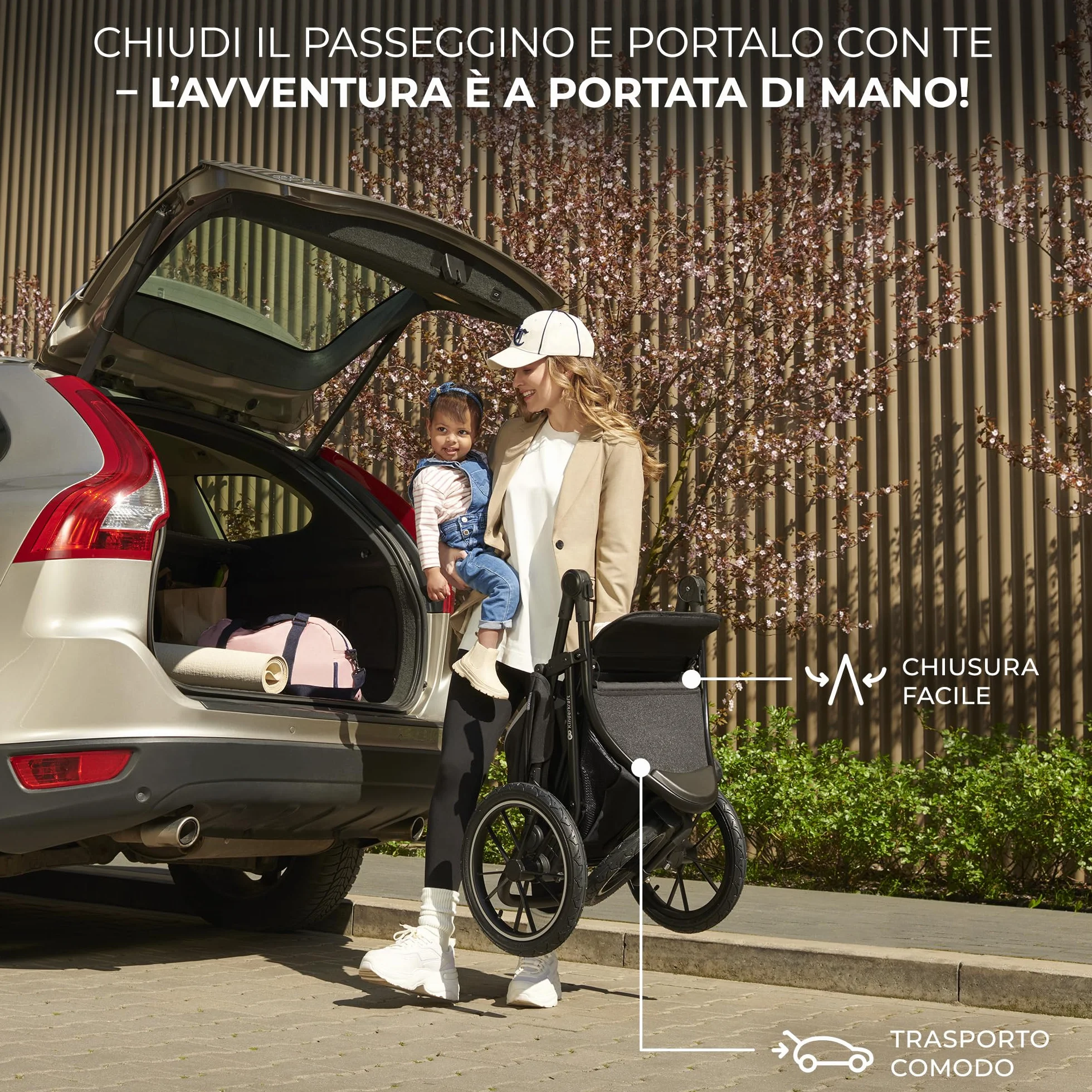Kinderkraft HELSI 2 Passeggino leggero 3 ruote, 27 kg, szare