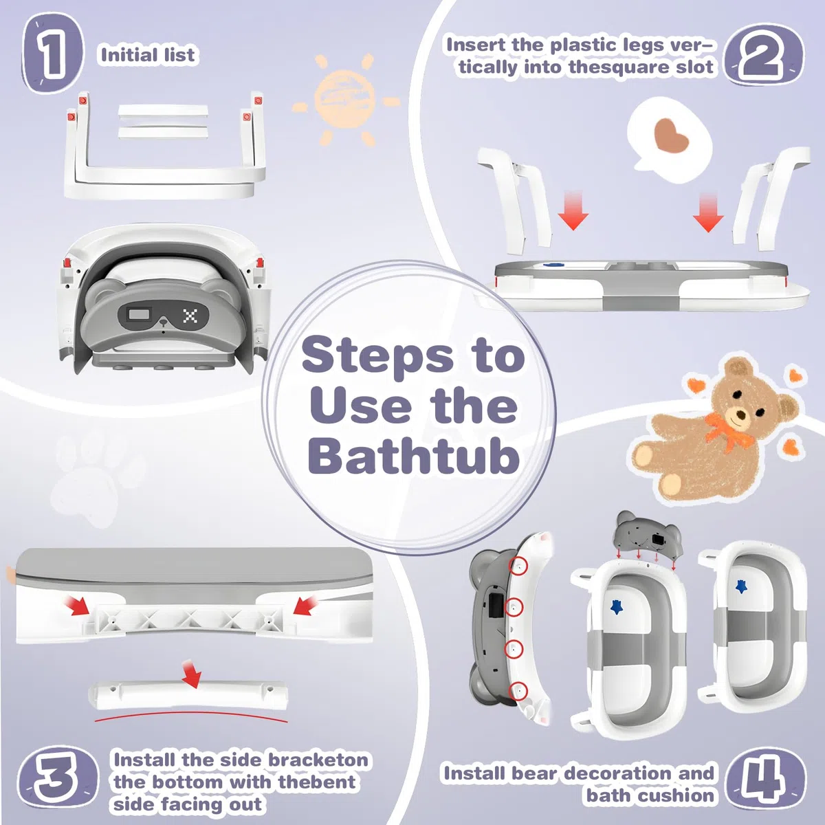 Vaschetta Bagnetto Neonato Pieghevole, Vasca da Bagno Portatile Con Materasso a Cuscino e Termometro, Vasca Neonato Bagnetto Per Neonati E Bambini, Portatile, Salva Spazio