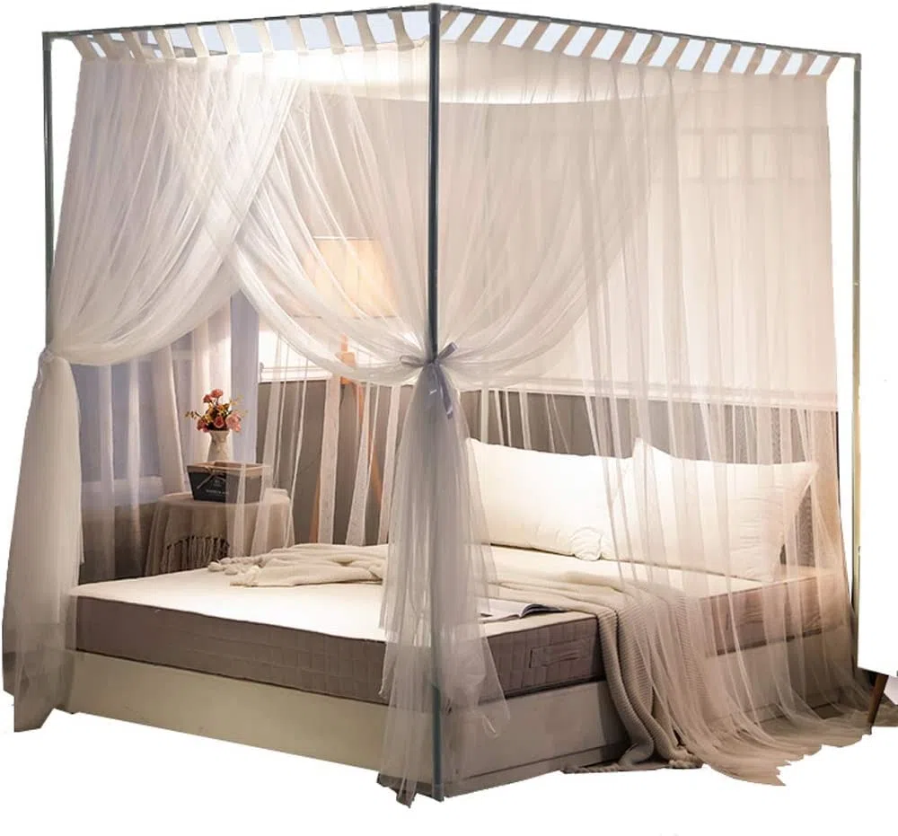Telaio del Letto a baldacchino in Acciaio Inossidabile, zanzariera con Staffa per Letto Telaio a baldacchino per Letto Matrimoniale/Completo/Queen/California King/King Size Letto in 33mm