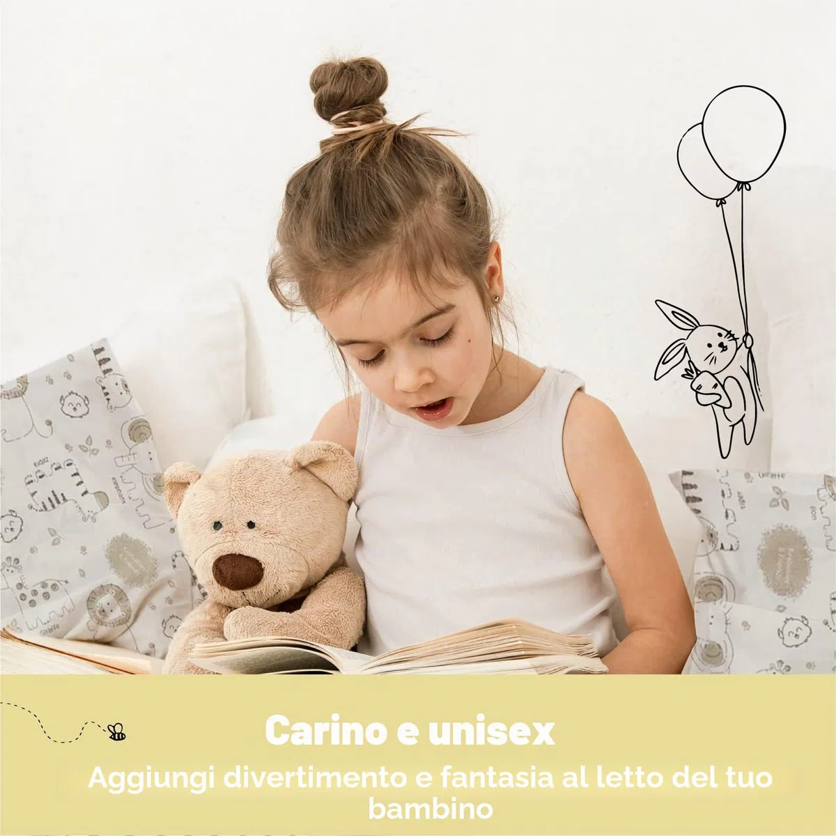 KeaSafari - Cuscino per bambini con federa, morbido cotone biologico, per dormire, lavabile, per bambini
