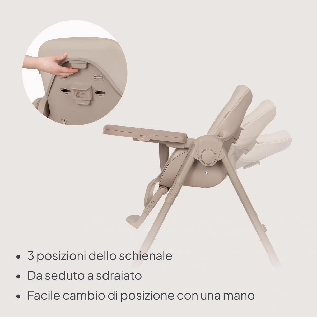Lionelo Linn Plus Seggiolone Pappa Regolabile 2in1 Fino a 15 kg, Sedia con Funzione Sdraietta Dalla Nascita, Pieghevole, Ruote, Regolazione con una Mano, 6 Altezze, 3 Posizioni, Vassoio Lavastoviglie
