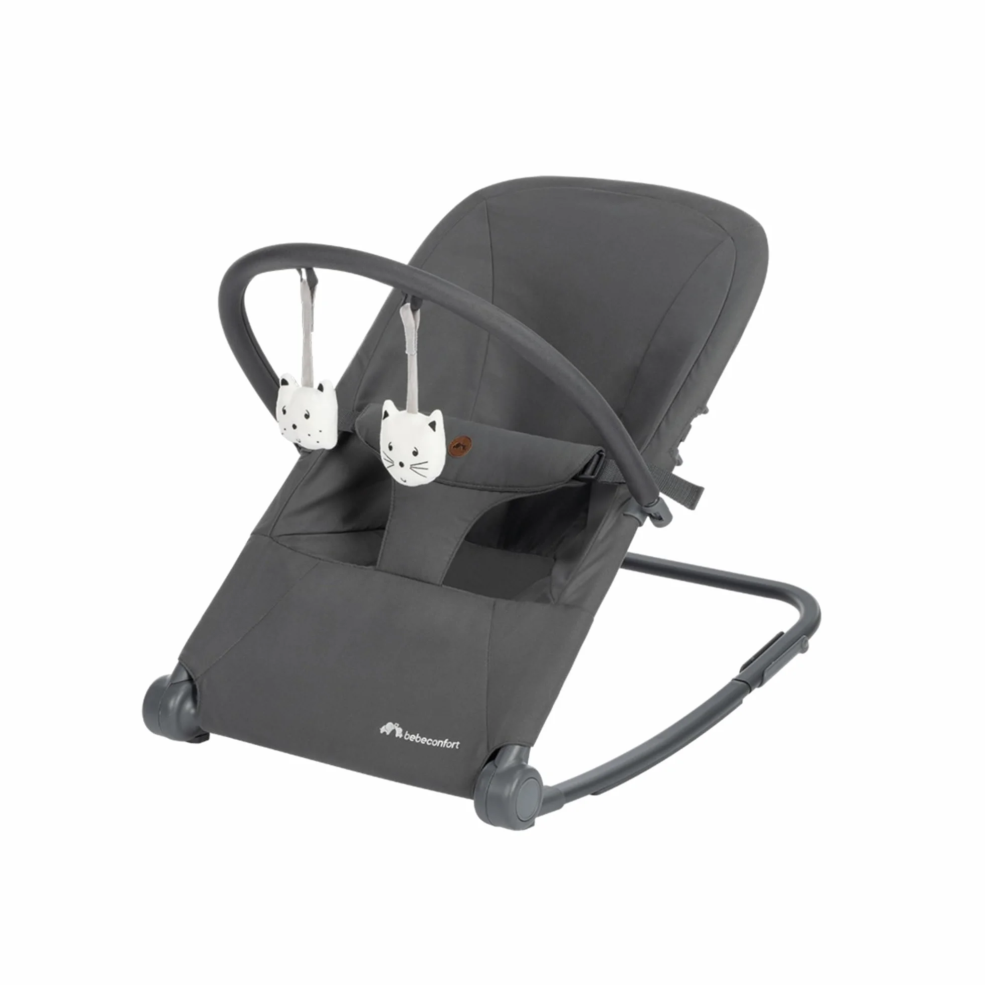 Bebeconfort Aster, Sdraietta Neonato 0–2 anni, Sdraietta a dondolo, Arco Gioco, Schienale Reclinabile Imbottito, Leggera (2,7 kg), Pieghevole Ultracompatta, Modalità fissa, Tinted Graphite