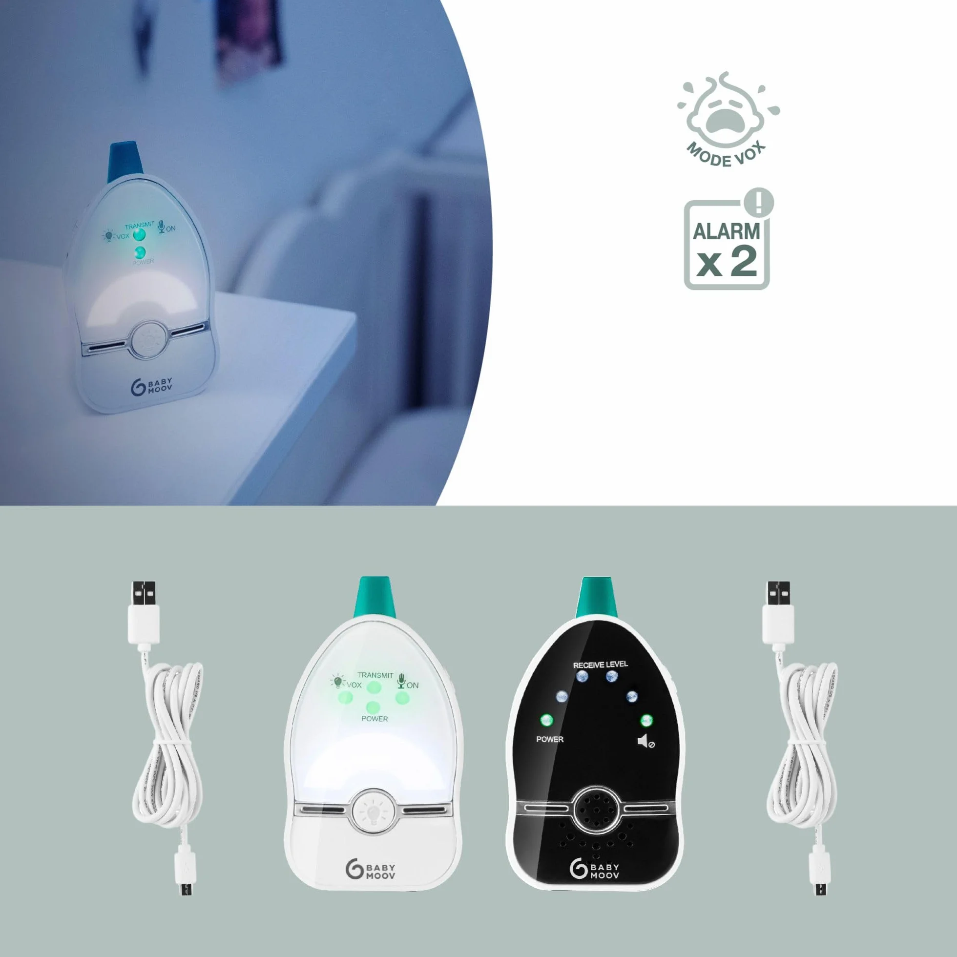 Babymoov Easy Care Babyphone Audio z Luce Notturna, 500 m