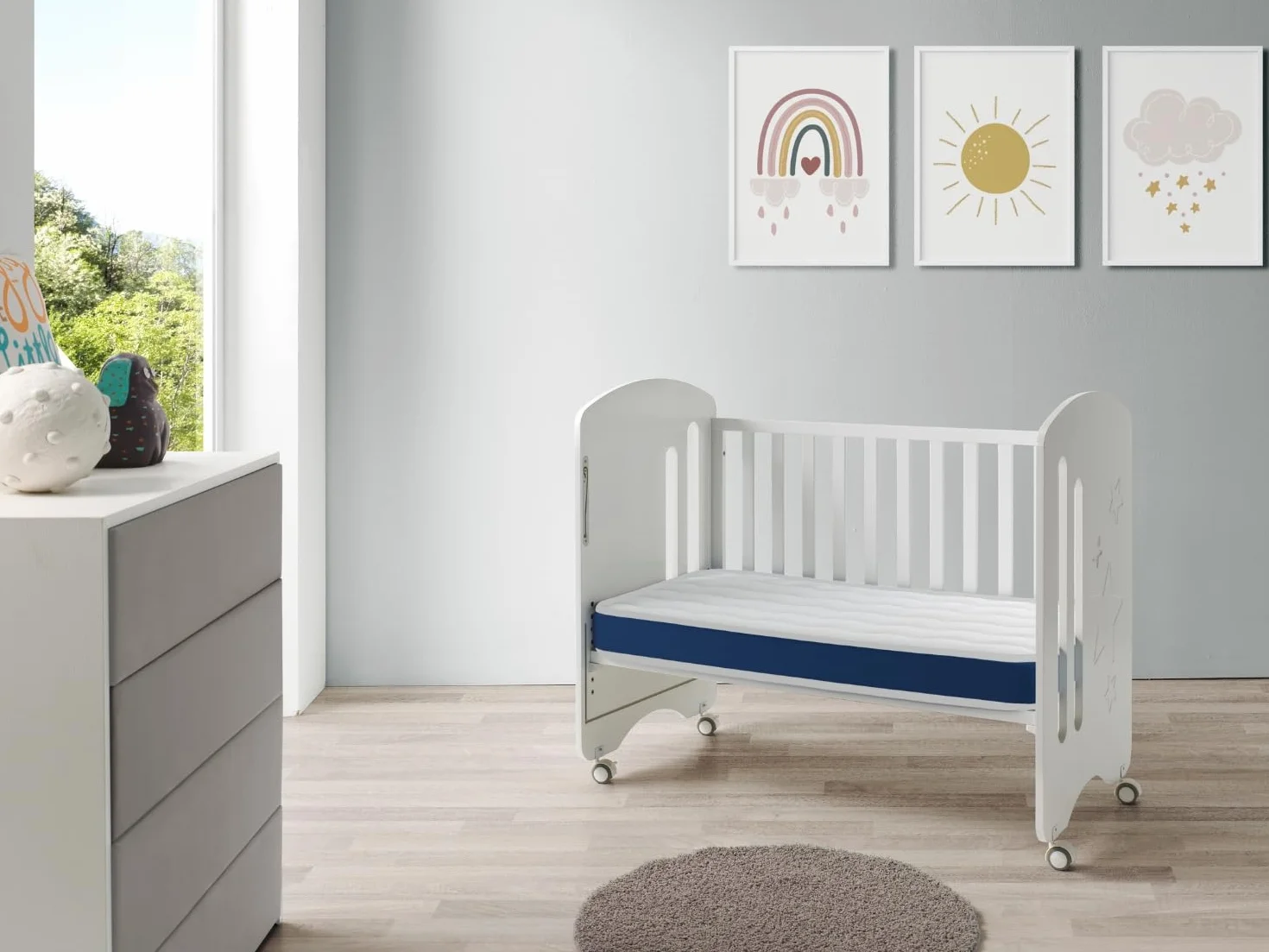 DORMISSIMO Materasso Lettino Bambino 70x140 BABY BLEU - ALTO 11 CM - Nucleo traforato e traspirante