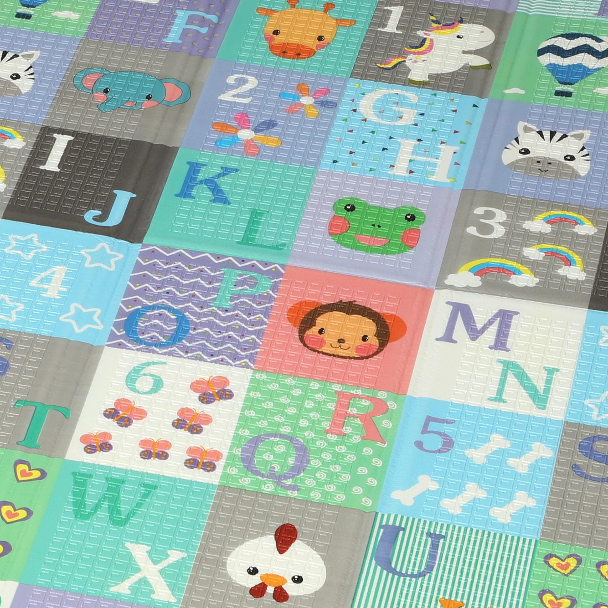 AIYAPLAY Tappeto per Bambini 0-3 Anni con Numeri e Lettere e Superficie Impermeabile, Tappeto Gattonamento in XPE e PE, 180x150x1 cm, Multicolore