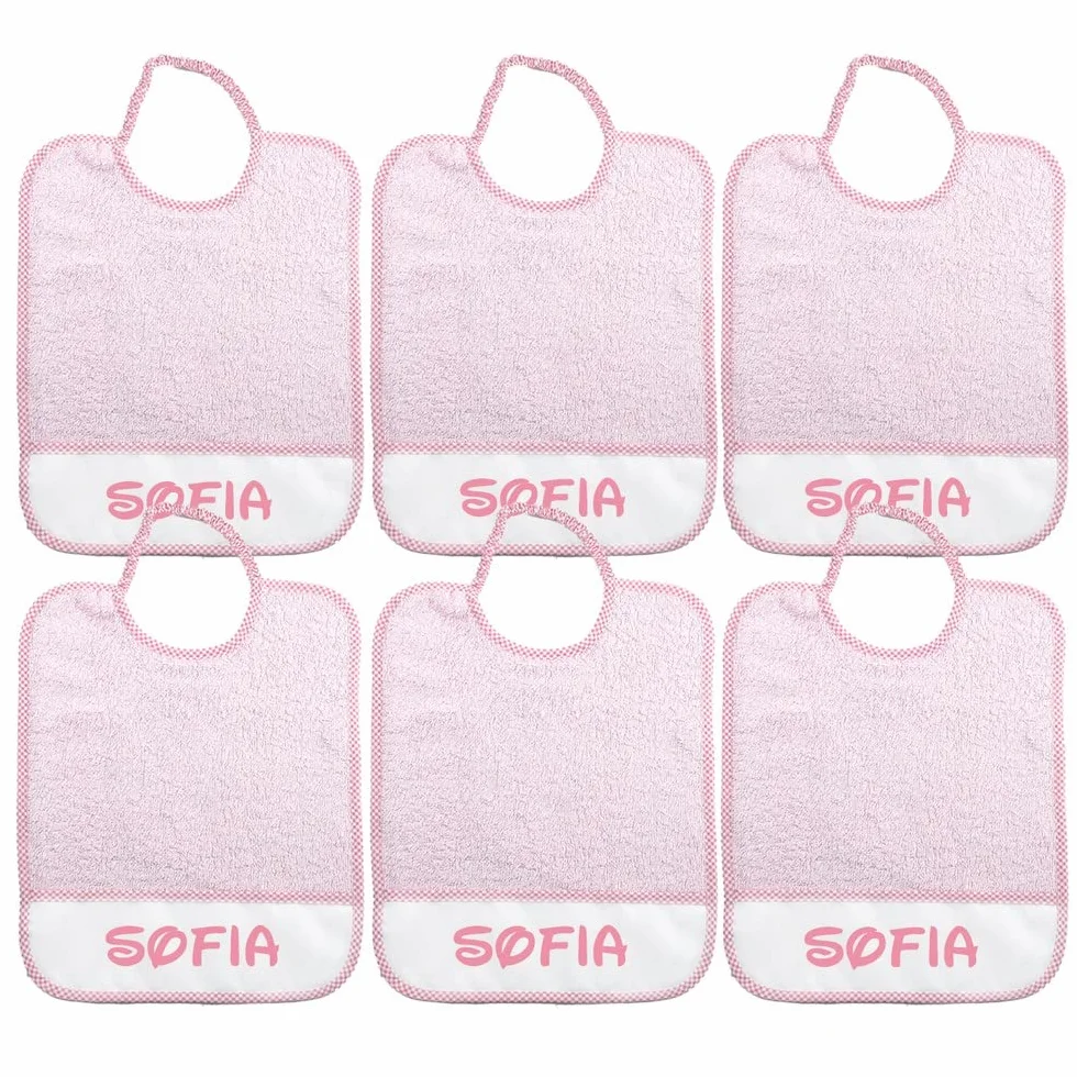 Bavaglini personalizzati con nome misura maxi 29x36 cm spugna 100% cotone made in Italy