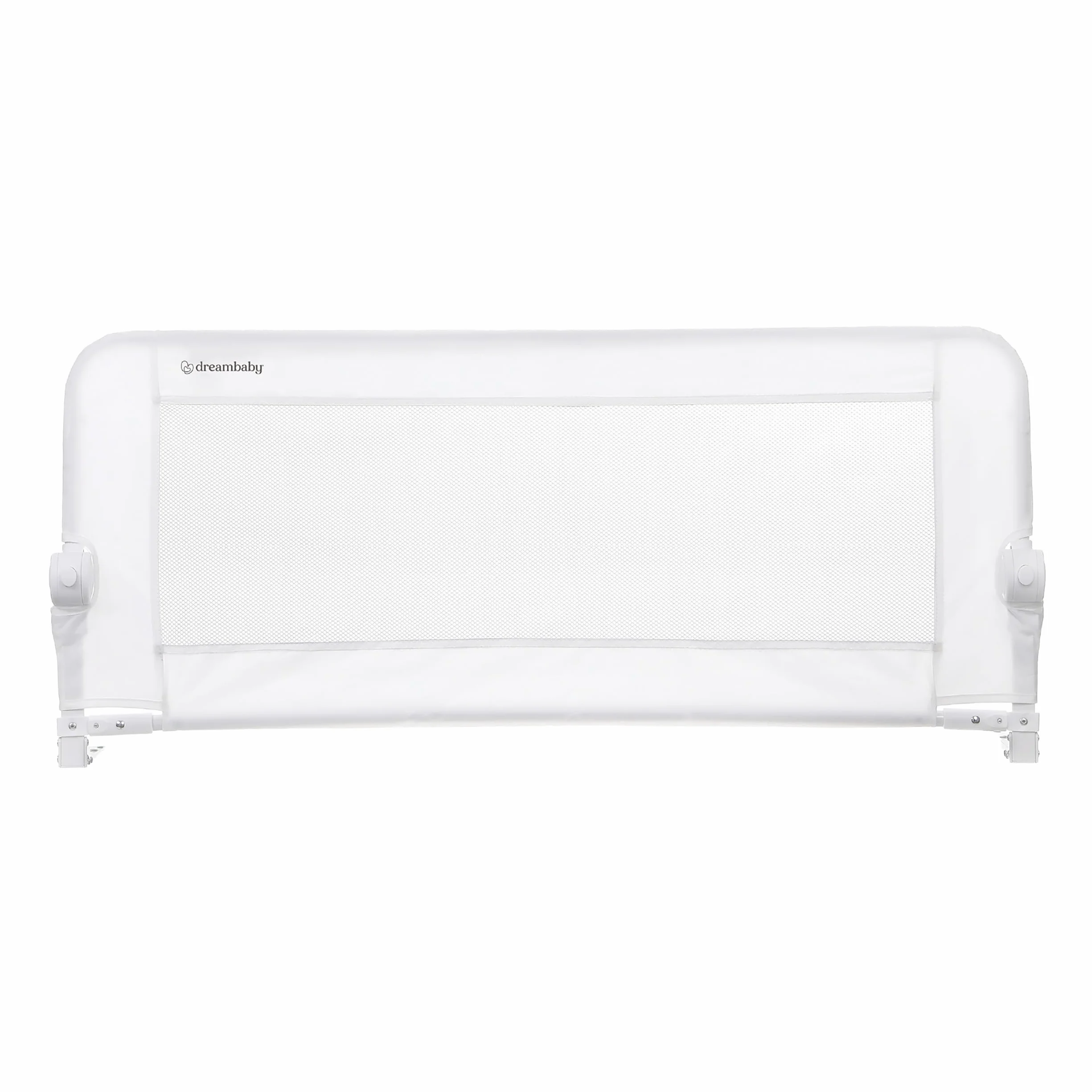 Dreambaby Maggie, sponda di protezione per letto per bambini, pieghevole e portatile, adatta per reti da incasso e piatte fino a materassi queen size, 110 cm di larghezza x 50 cm di altezza, bianco