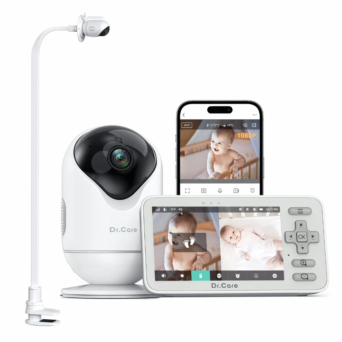 Dr.Care VistaView Lite Smart WLAN Babyphone 4" 720P Screen Fotocamera 1080P Controllo App Allarme di Movimento