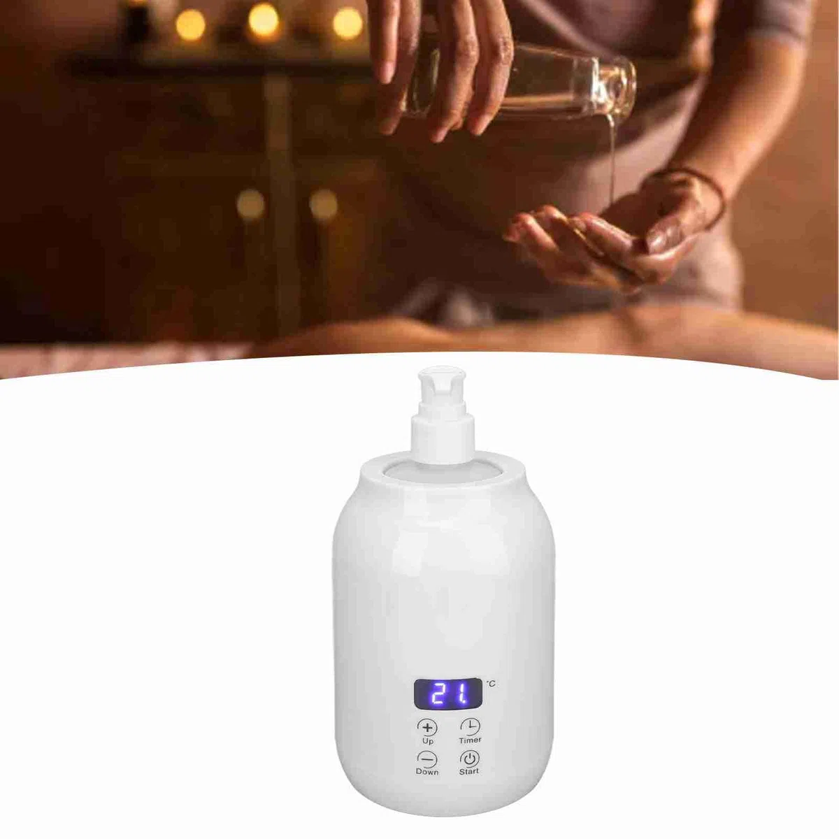 Qiilu Scaldaolio Massaggio per Massaggi PRO Spa Scaldabiberon per Olio Massaggio con Display LED Controllo Touch Regolazione della Temperatura Scalda Lozione per la Casa