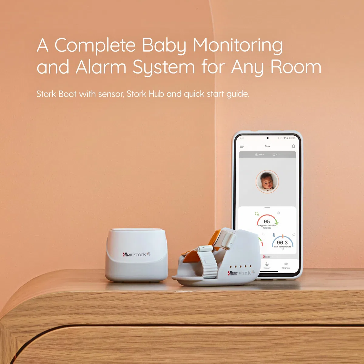 Masimo Stork Vitals – Sistema di monitoraggio intelligente del bambino – fornisce continui dati sanitari per il tuo bambino