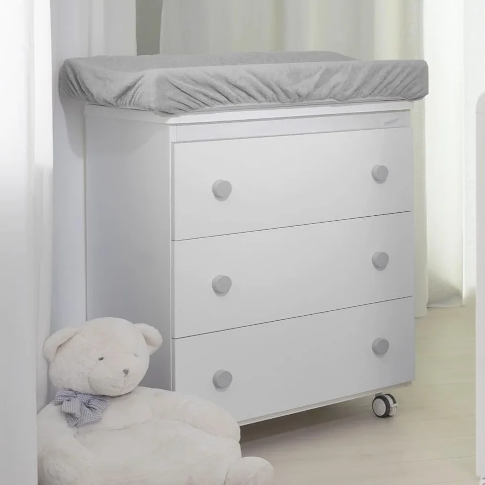 Fasciatoio Cassettiera Salvaspazio 3 Cassettoni Removibili con Vaschetta Bagnetto e Materassino Anticaduta 80x97x44 cm Grigio