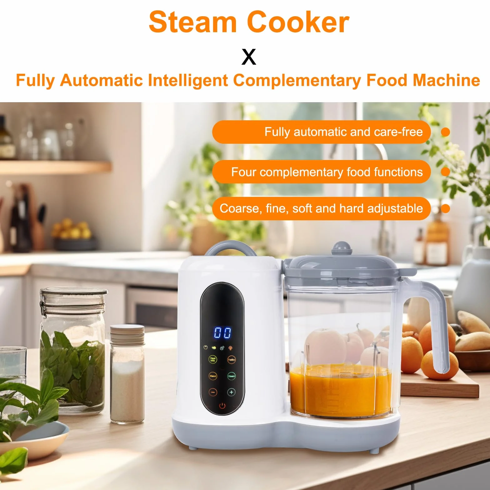 Cuocipappa 4 in 1 Robot da Cucina Multifunzione, Cottura e Tritatura Automatica, Touchscreen