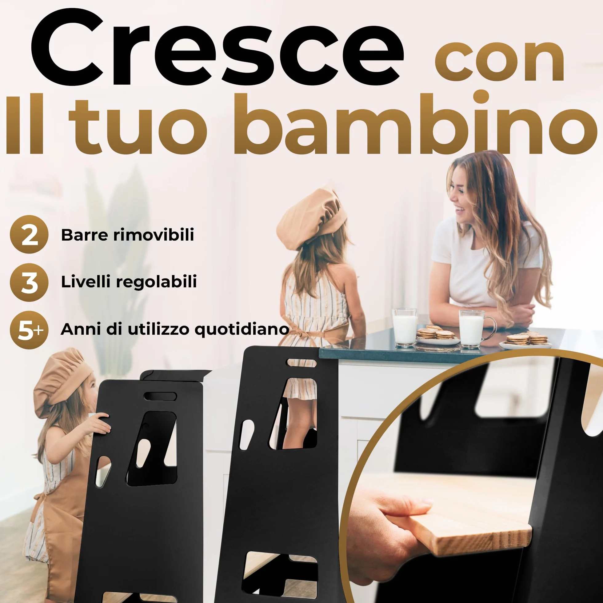 BEY & CO® Wieża Obserwacyjna dla Dzieci - Regulowana 3 poziomy, Antypoślizgowa