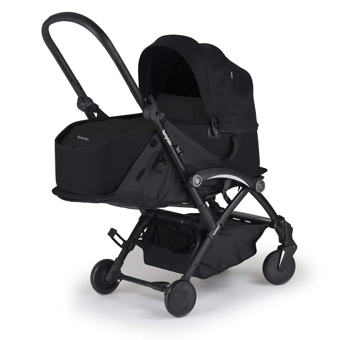 Navicella Bumprider. Indicata dalla nascita fino ai 9 kg. Completa di materassino. Colore Nero-Nero