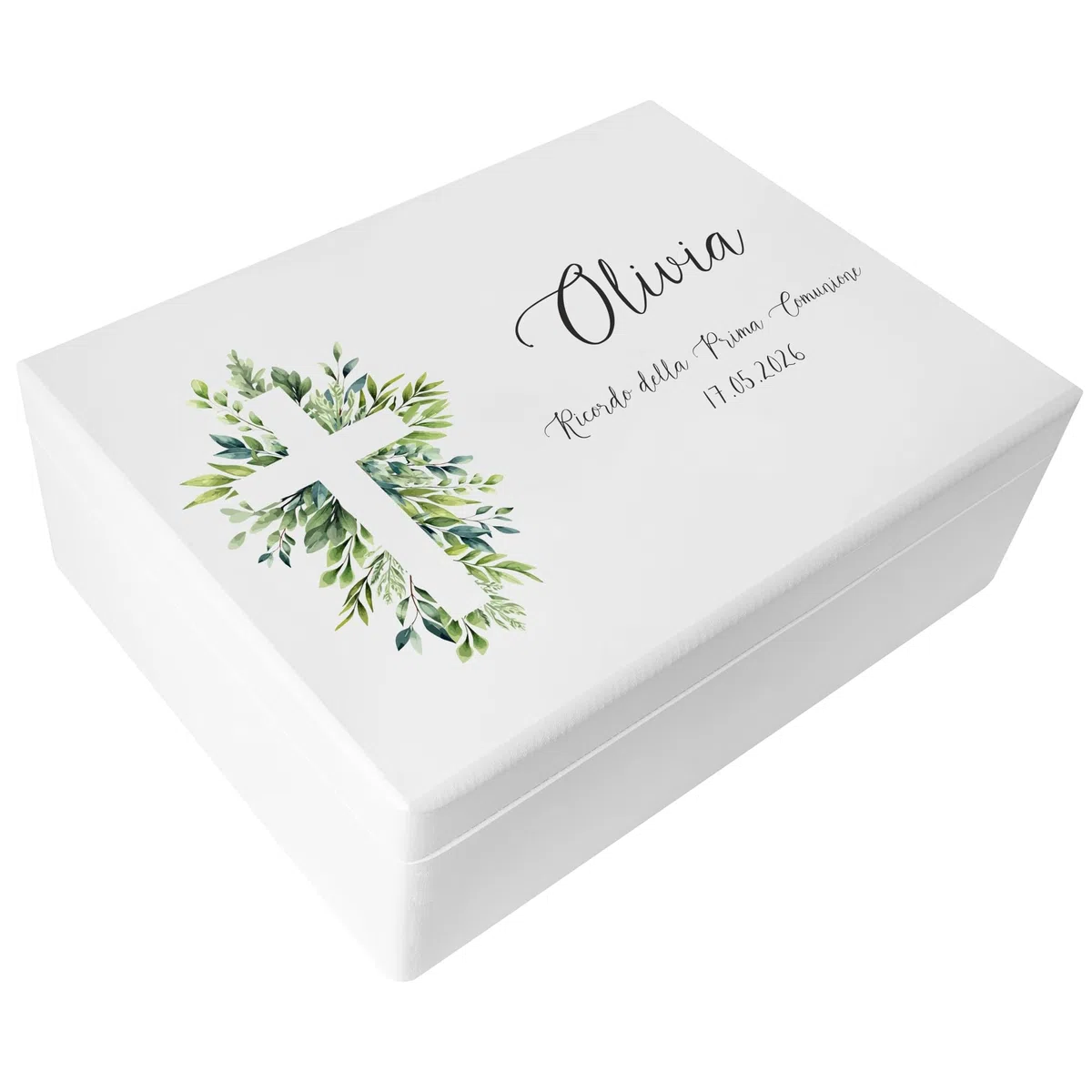 Creative Deco Prima Comunione Scatola di Regalo Personalizzato | Scatola della Memoria in Legno per Bambino/Bambina | Personalizzata - Bambino con Capelli Chiari | Incisione | per Ragazzo e Ragazza