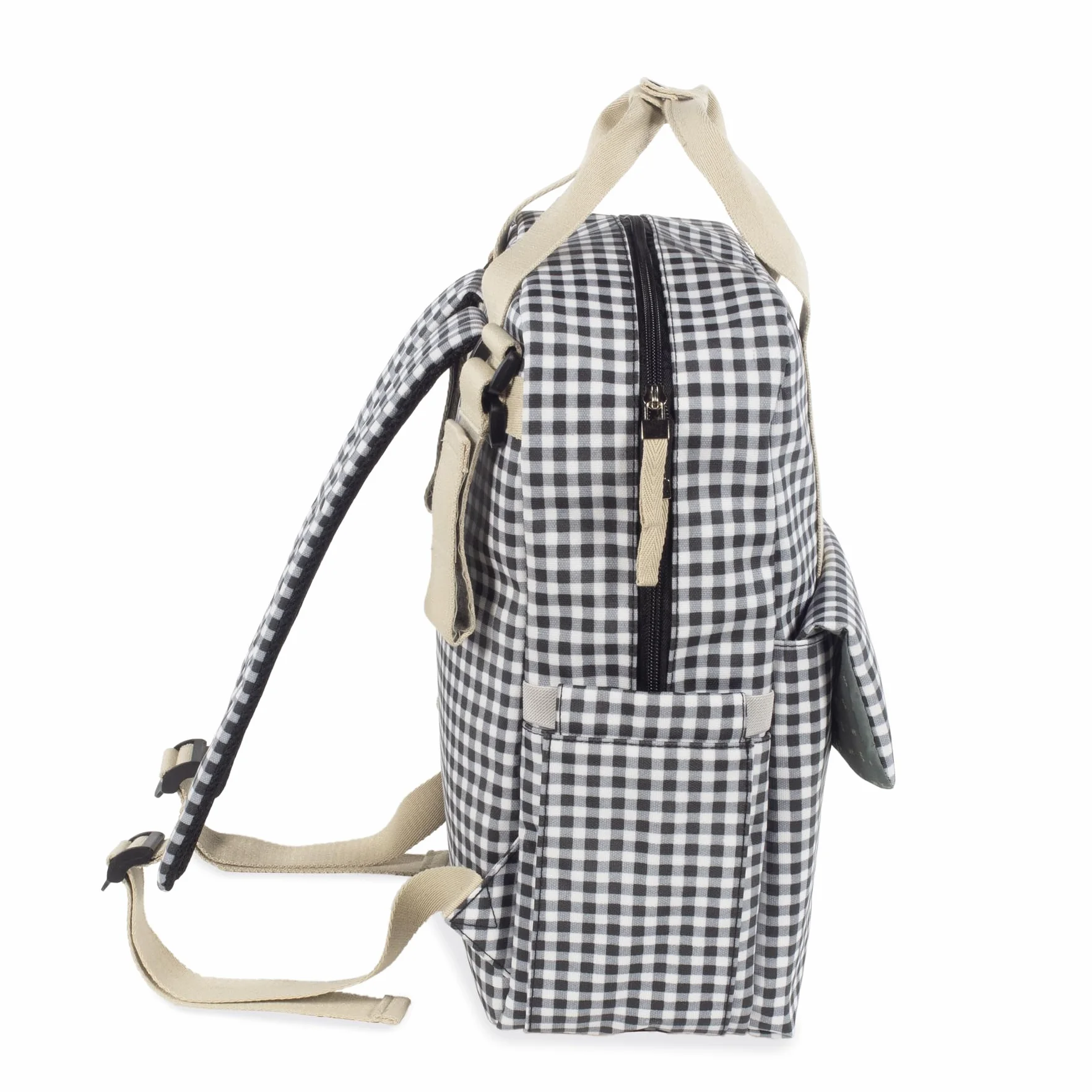 Borsa zaino I Love Vichy per passeggino, nero, 37x28x12 cm