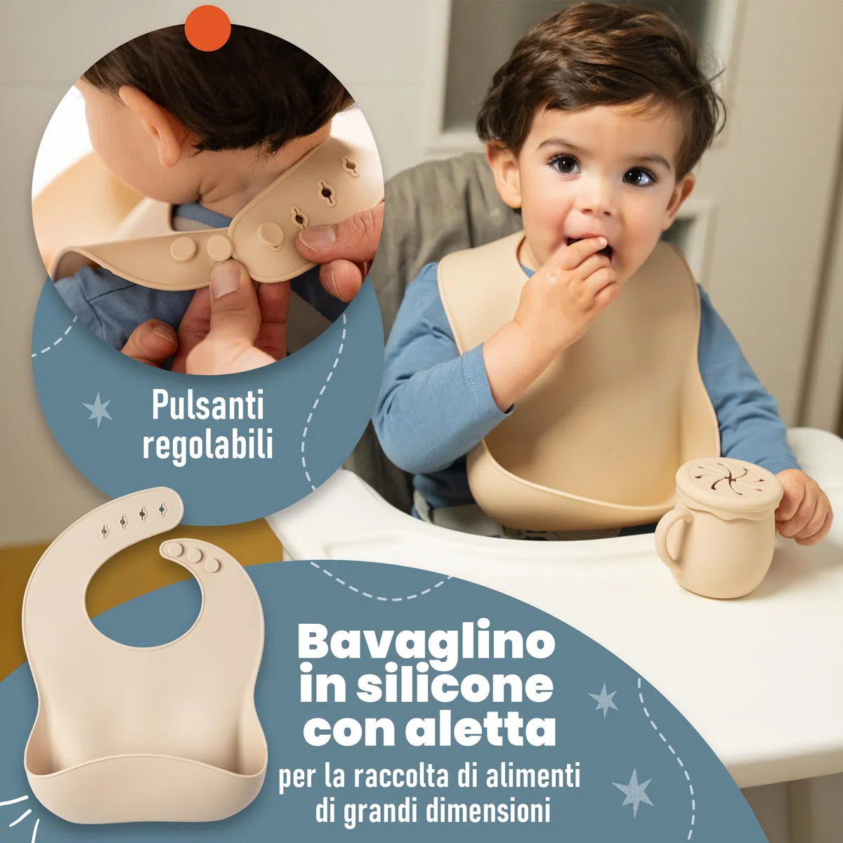 Set Pappa Svezzamento - Set Svezzamento Prima Pappa - Set Svezzamento Neonati - Set Neonato - Cucchiaino Svezzamento con serbatoio dosatore e Ciuccio per Frutta Neonati incluso - Piatto Svezzamento
