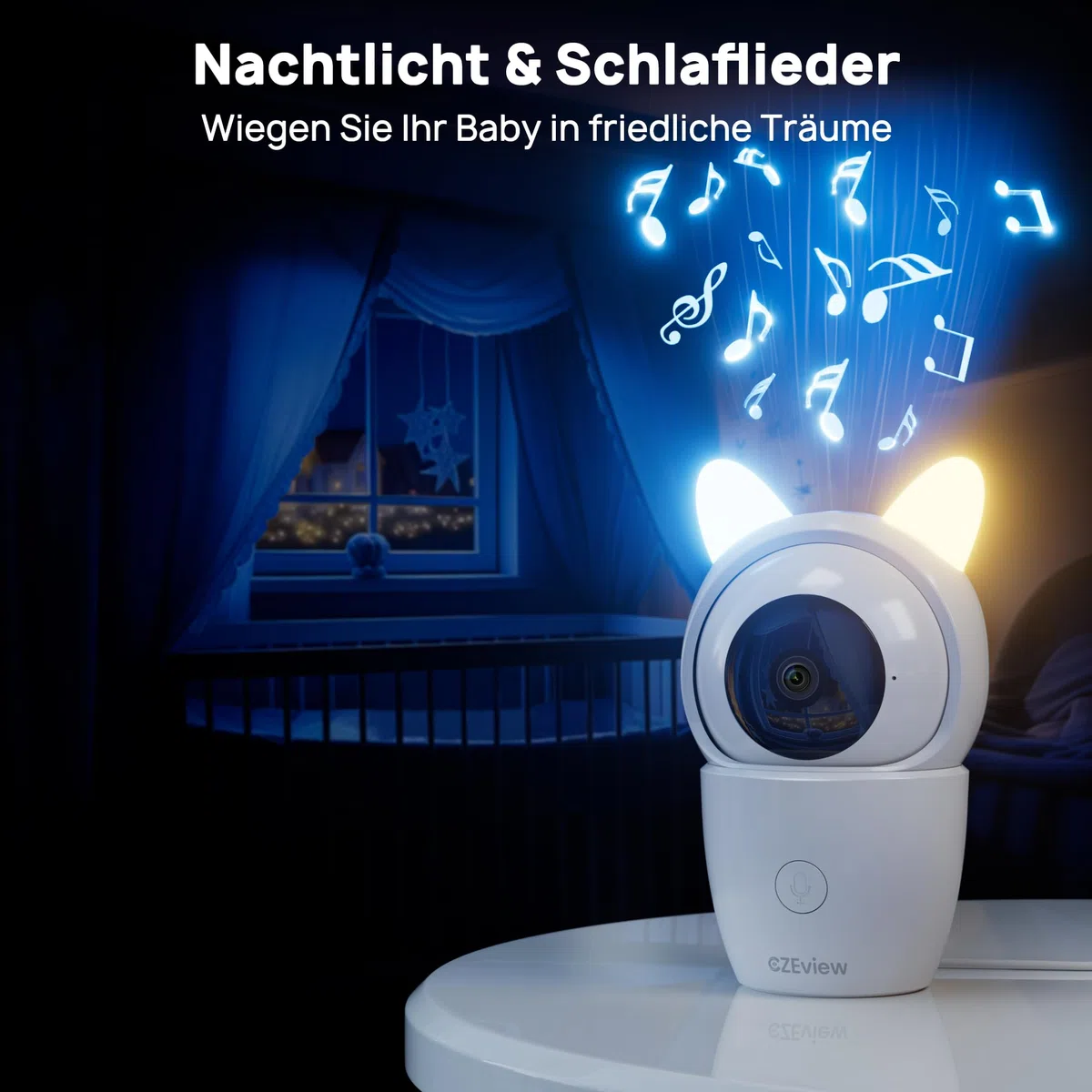 CZEview Babyphone da 3 MP con fotocamera, Baby Camera con app, 360 Baby Camera WLAN, riconoscimento umano/urla, visione notturna, indicatore della temperatura, funzione interfono e WiFi 2,4/5 GHz