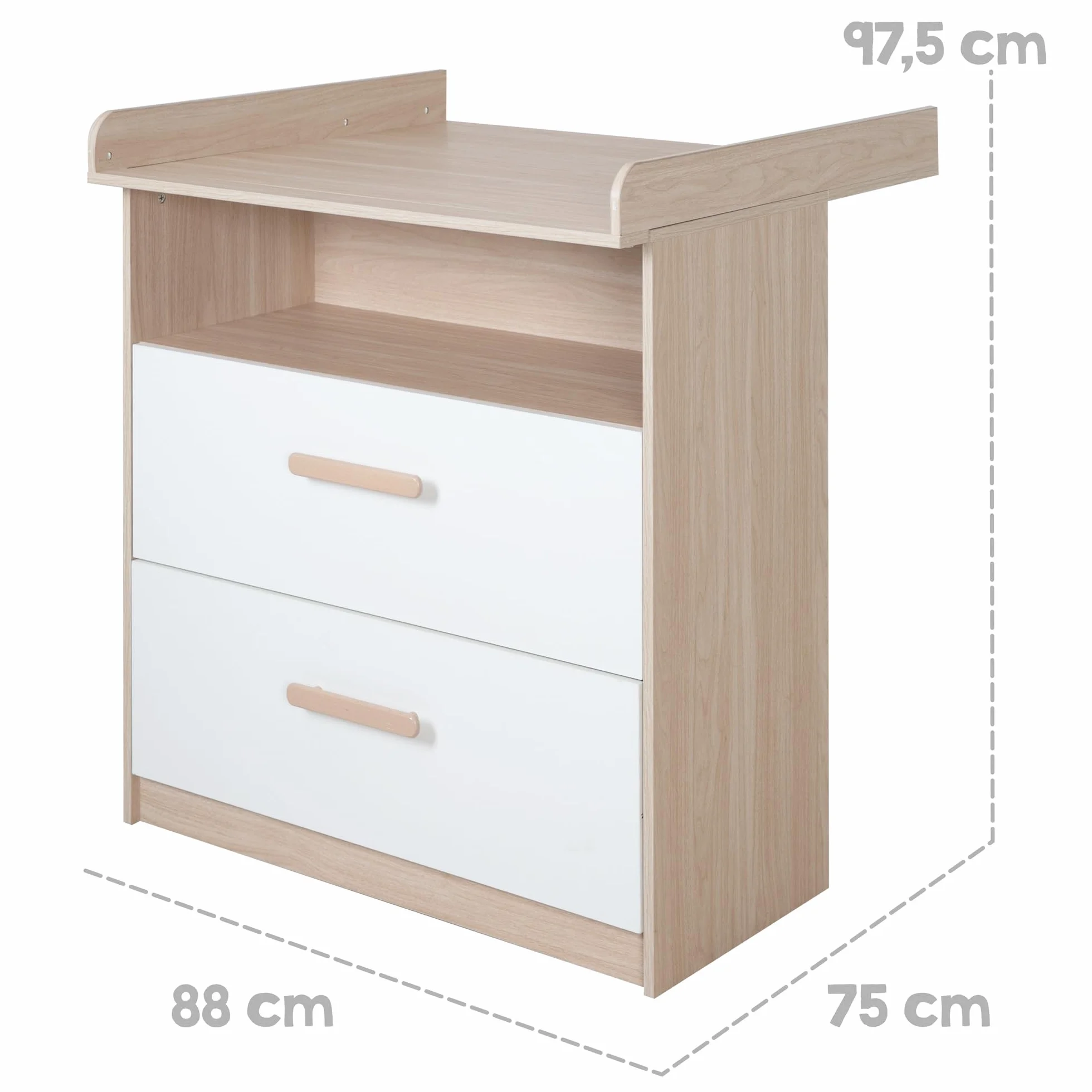 Roba Fasciatoio Cabane Comò per Bambini con Cassetti Estraibili Bianco/Rovere
