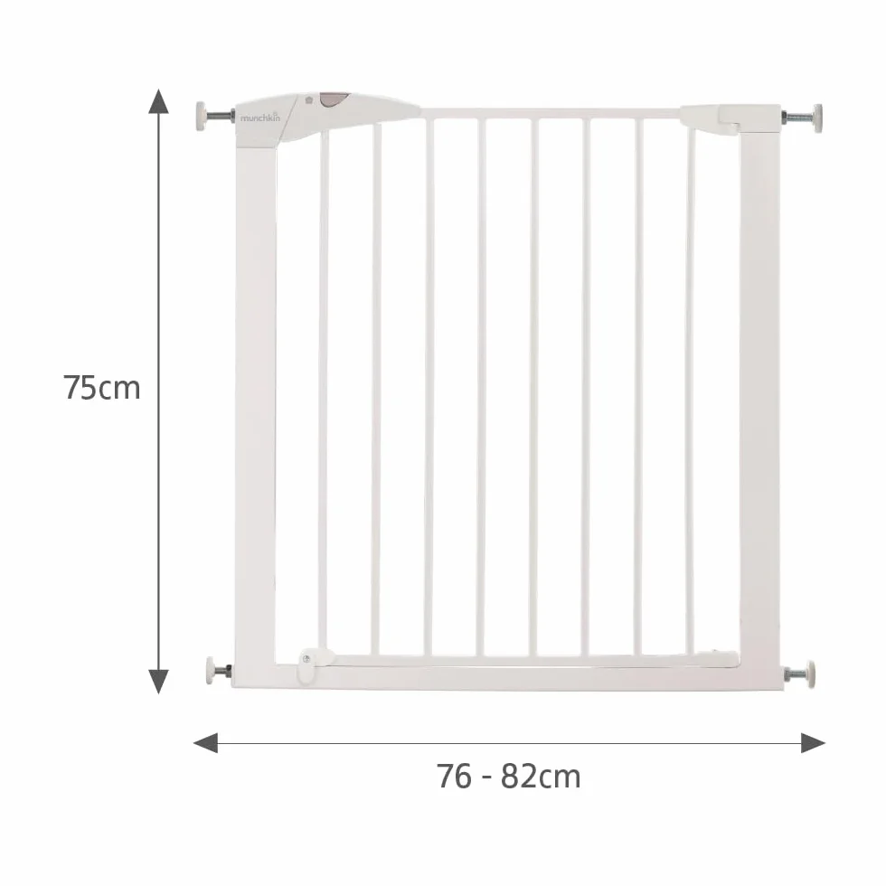 Munchkin Stair Gate Maxi Secure Toddler Baby Gate 76-82cm Extends 117cm Pressure Fit Safety Gate Doorways No-Screw Install White