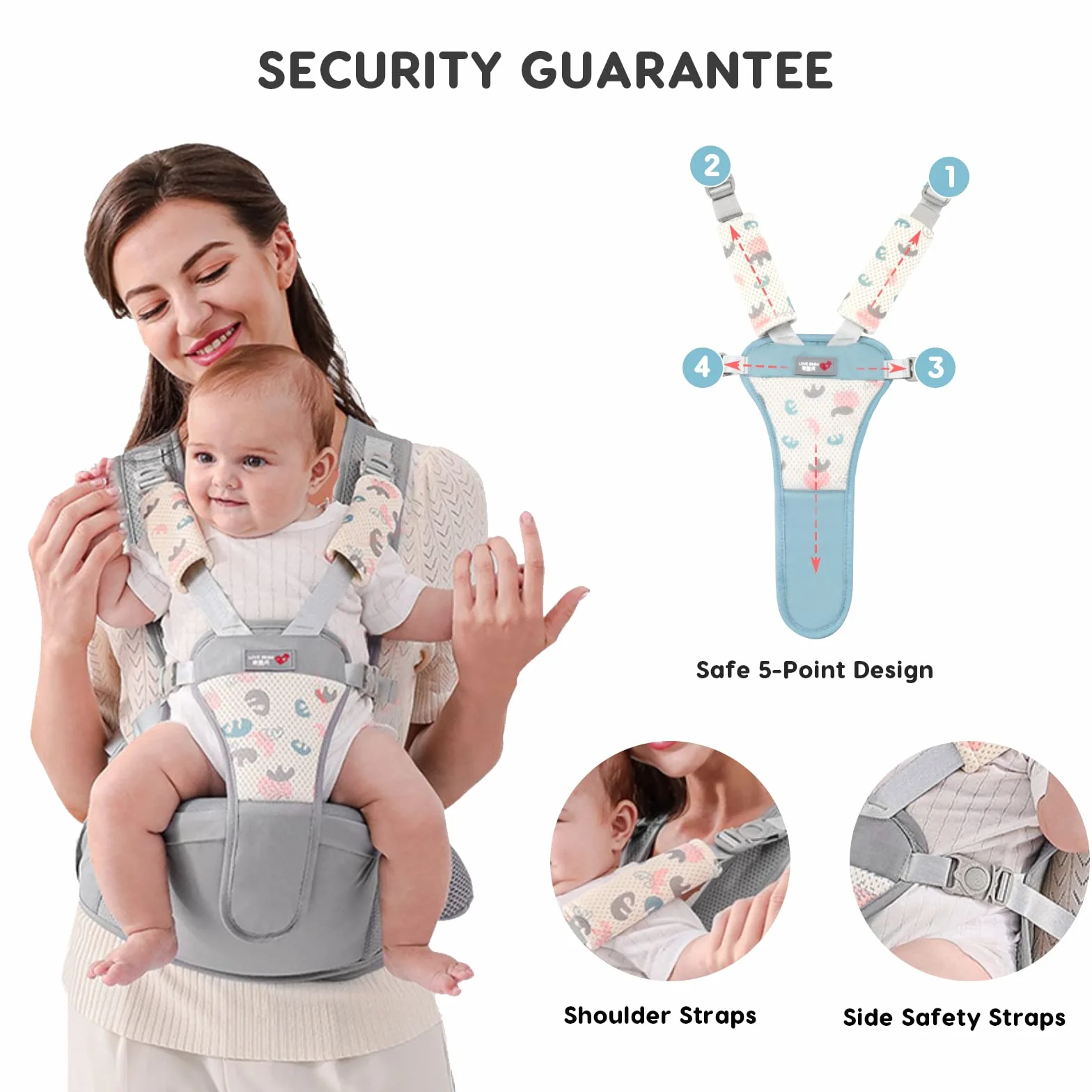 SONARIN Semplice Hipseat Marsupio,Marsupio Neonati con Sedile Multifunzionale Traspirante Portantina Ergonomico Porta Bambino Fascia Porta Bebè per Neonati Bambini 0-36 Mesi(Grigio)