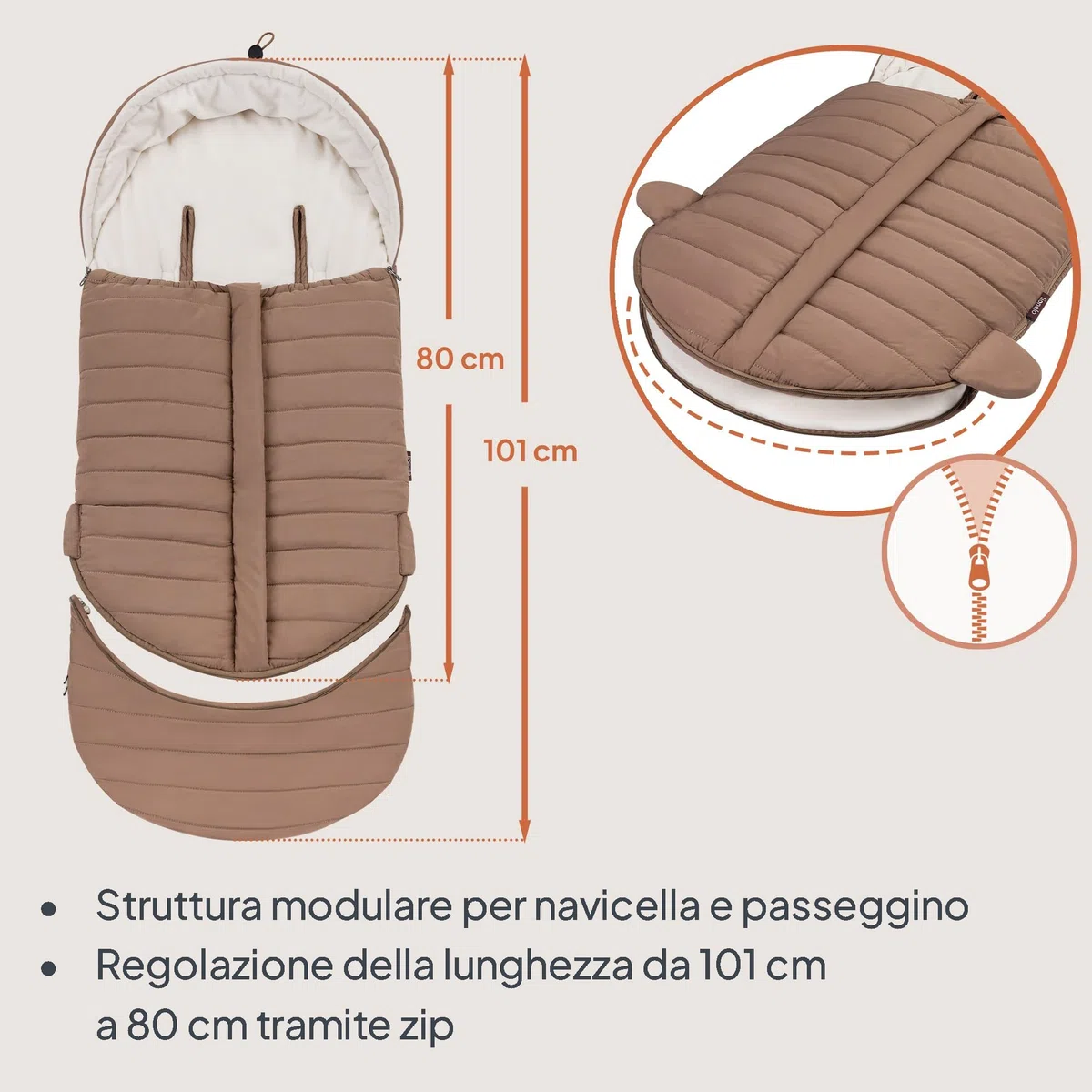 Lionelo Oli Sacco A Pelo Passeggino Invernale Universale Per Passeggino E Navicella, Cinture A 5 Punti, Impermeabile, Caldo, Cerniera, Lavabile In Lavatrice, Imbottitura Anallergica, 101 x 45 cm