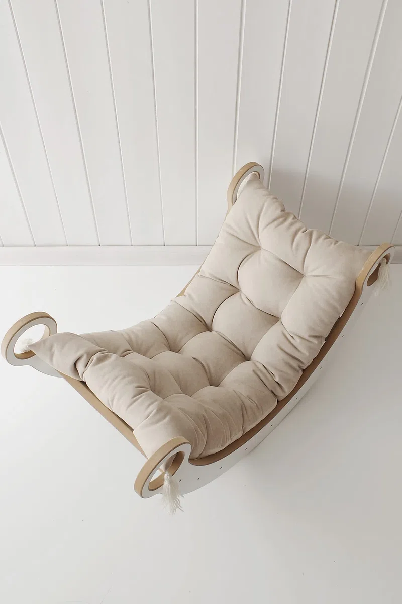 Babywood Cuscino per arco di arrampicata, cuscino per bambini, cuscino per altalena, tappetino per triangolo di arrampicata, cuscino decorativo per la stanza dei bambini (beige, medio)