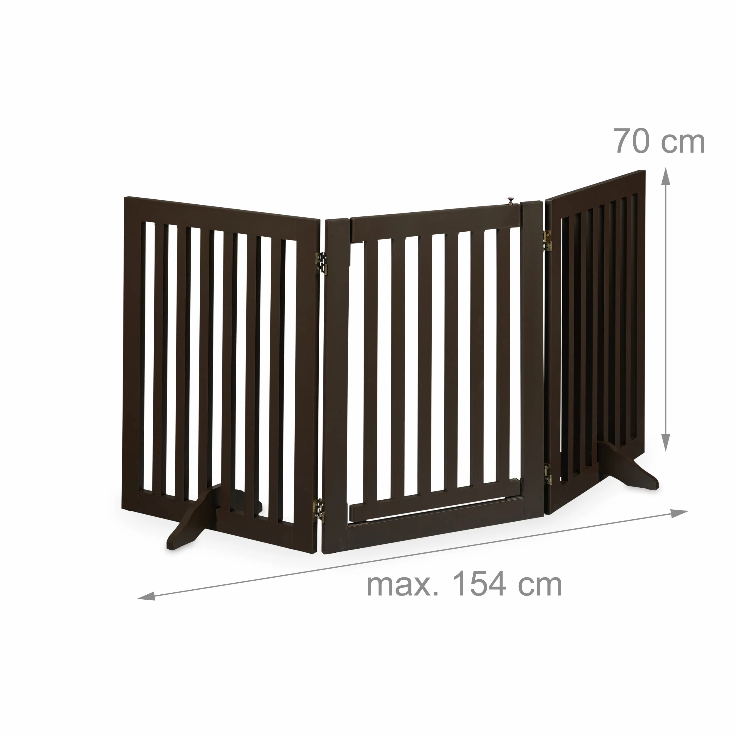 Relaxdays Cancelletto Animali, Barriera per Cani e Gatti, 3 Pannelli, Recinzione per Scale, MDF, 70x154 cm, Marrone