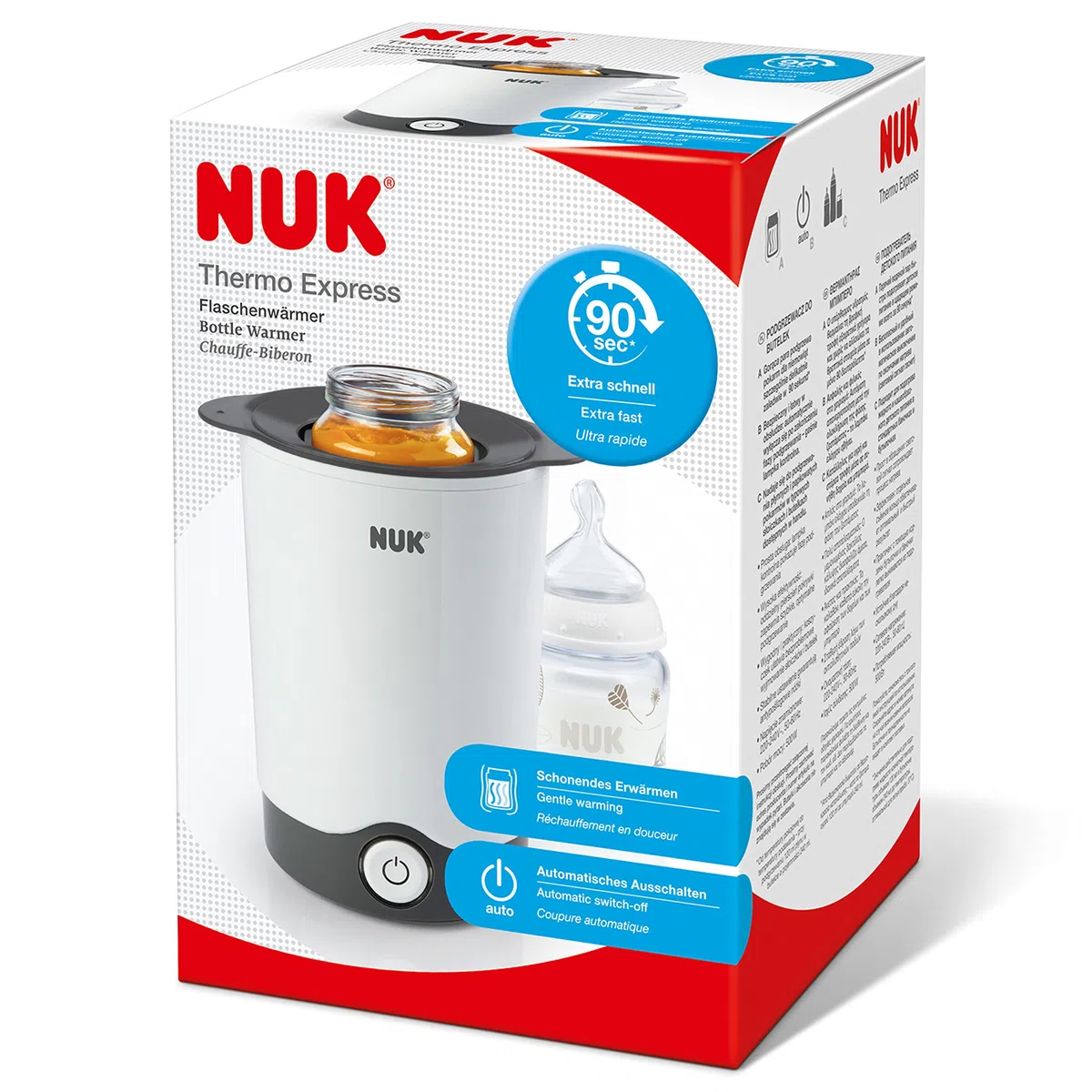 NUK Thermo Express scaldabiberon | Riscalda delicatamente cibi liquidi e pappe in 90 secondi | Spegnimento automatico | Cestello estraibile per una semplice rimozione | Spina europea a 2 poli