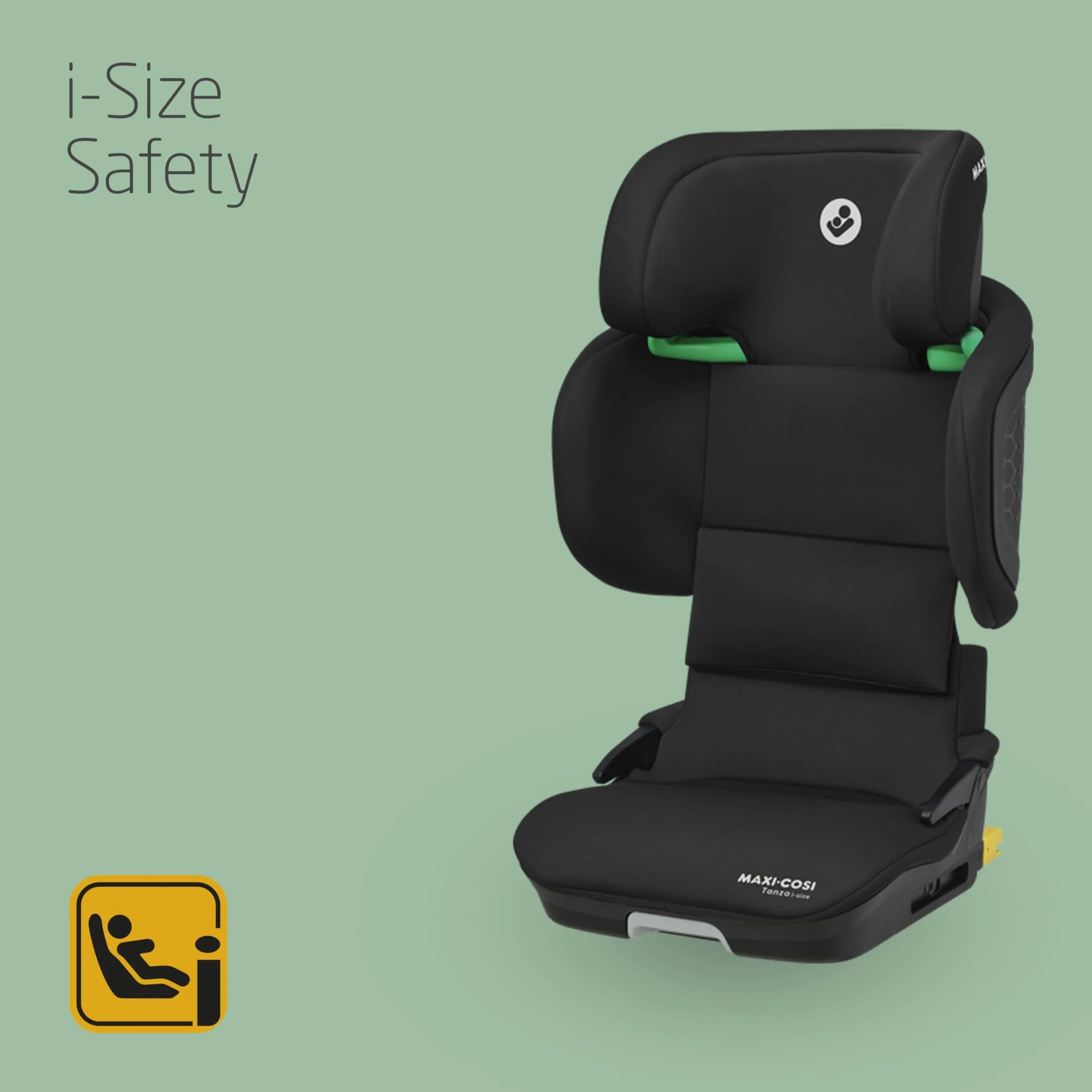 Maxi-Cosi Tanza i-Size Seggiolino auto per bambini 3,5-12 anni, 100-150 cm, Isofix, Seggiolino auto pieghevole compatto, Regolabile in altezza, Protezione dagli impatti laterali G-CELL, Full Black