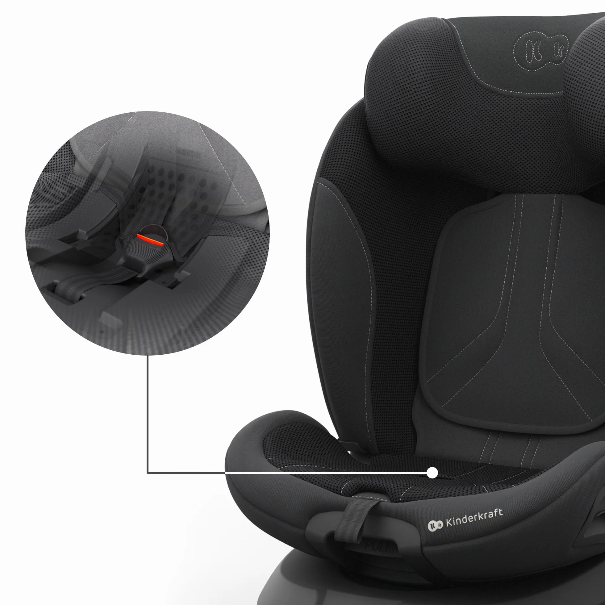 Kinderkraft I-GROW 2 PRO Seggiolino auto 0-36 kg, I-SIZE 40-150 cm, Seggiolino 360 girevole, con Isofix Base, Reclinabile Posizione sdraiata, Poggiatesta regolabile, Gruppo 0 1 2 3, Nero