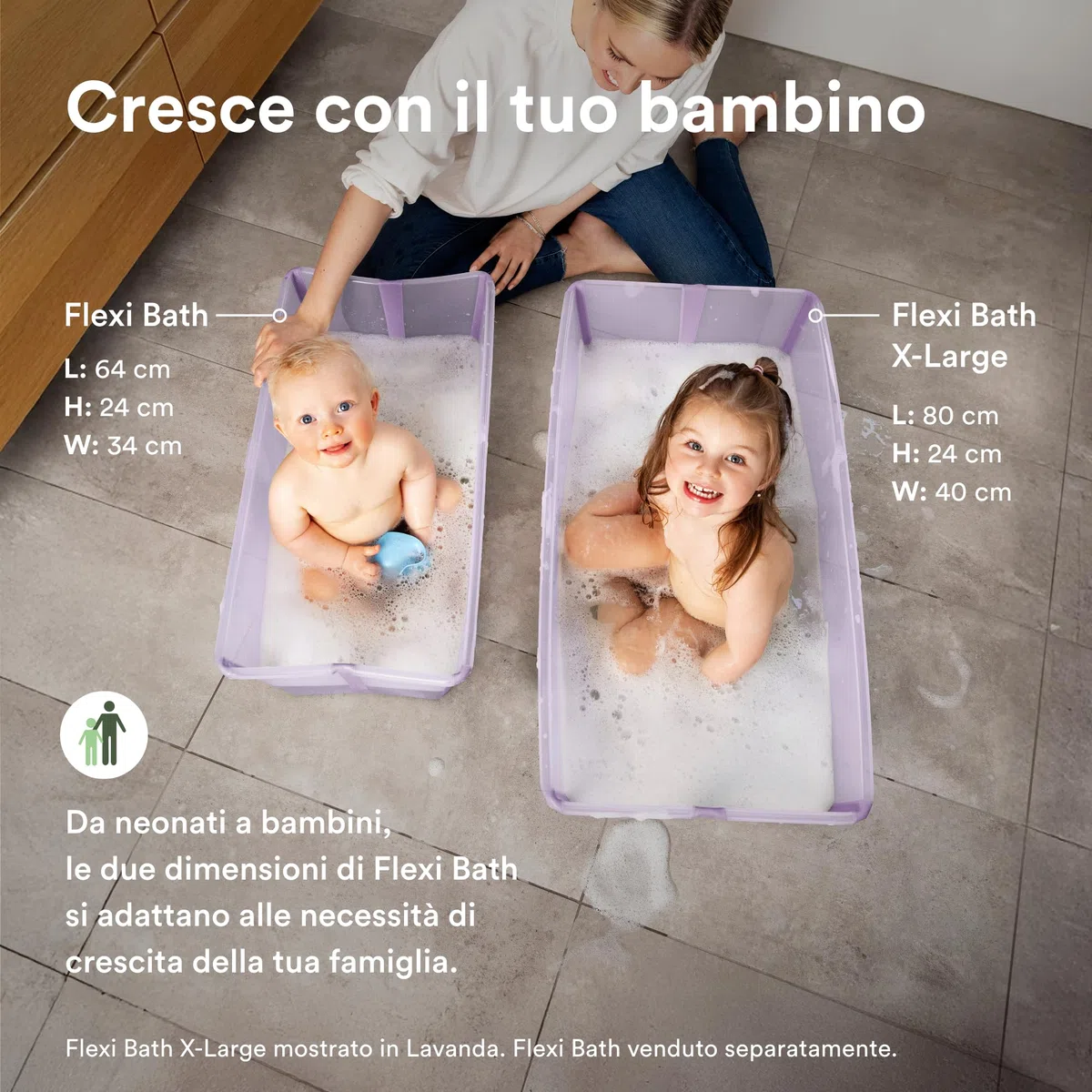 Stokke Flexi Bath X-Large, Bianco - Vaschetta pieghevole spaziosa - Leggera e Facile da conservare - Comoda da usare a casa o in viaggio - Ideale per età 0-6 anni