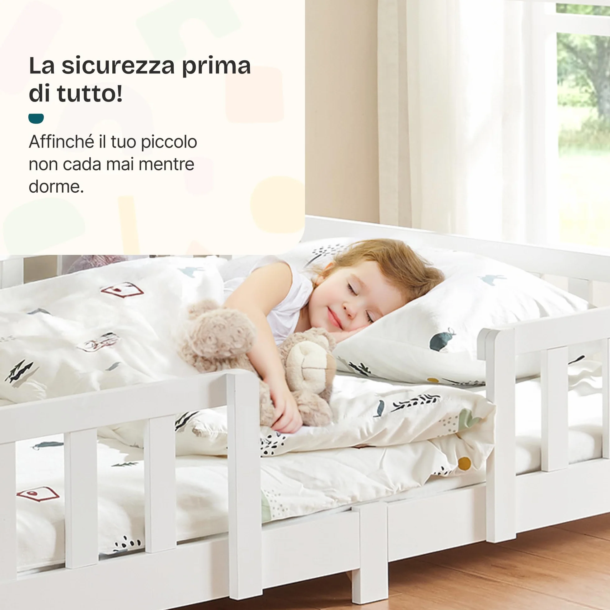 Letto a Forma di Casetta per Bambini in Legno di Pino 90x200 cm Bianco