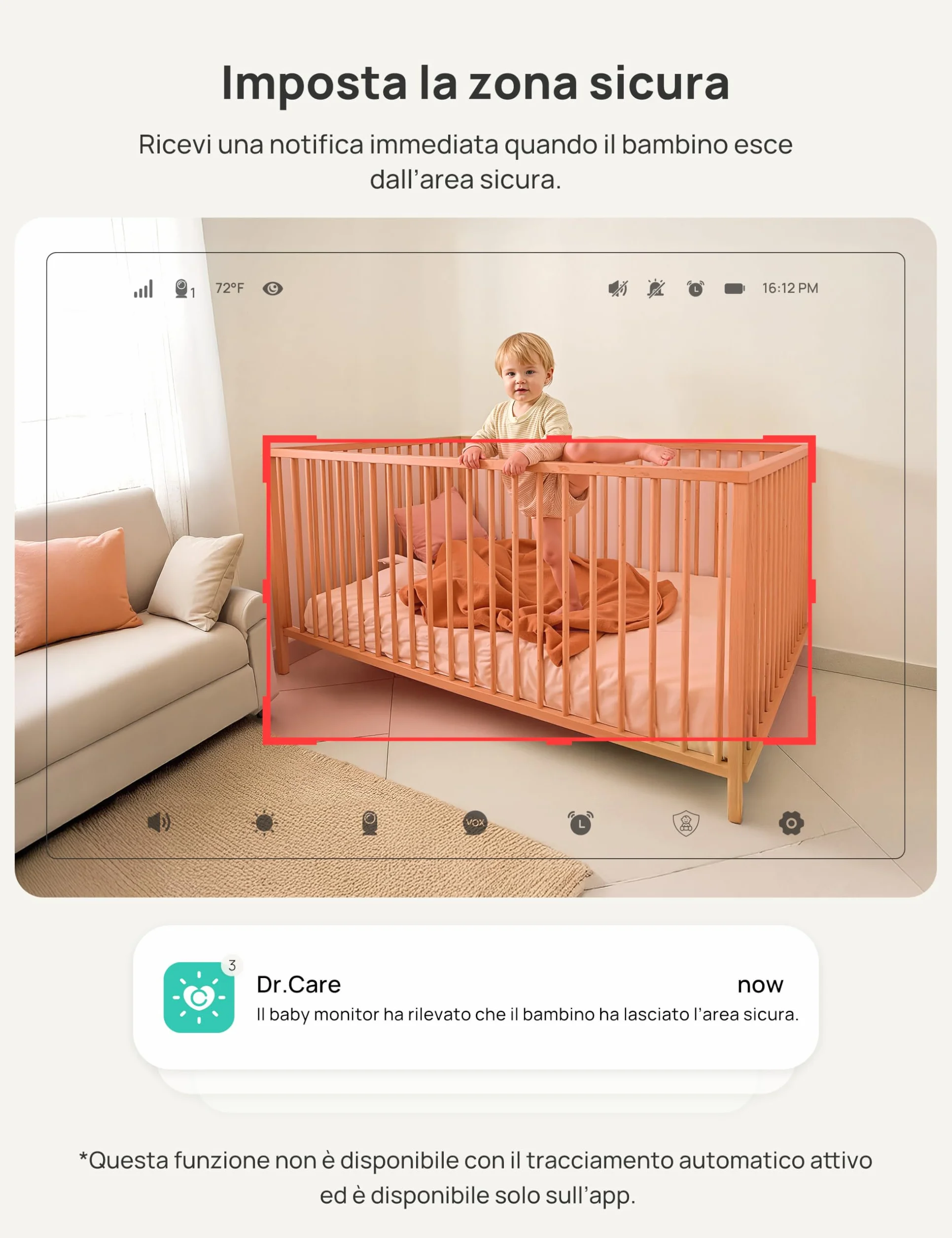 Dr.Care VistaView Baby Monitor WiFi 1080P Schermo Diviso 2K/3MP Telecamera Bambini APP Mobile 5000mAh Batteria Visione Notturna Allarmi Pianto Movimento 5"