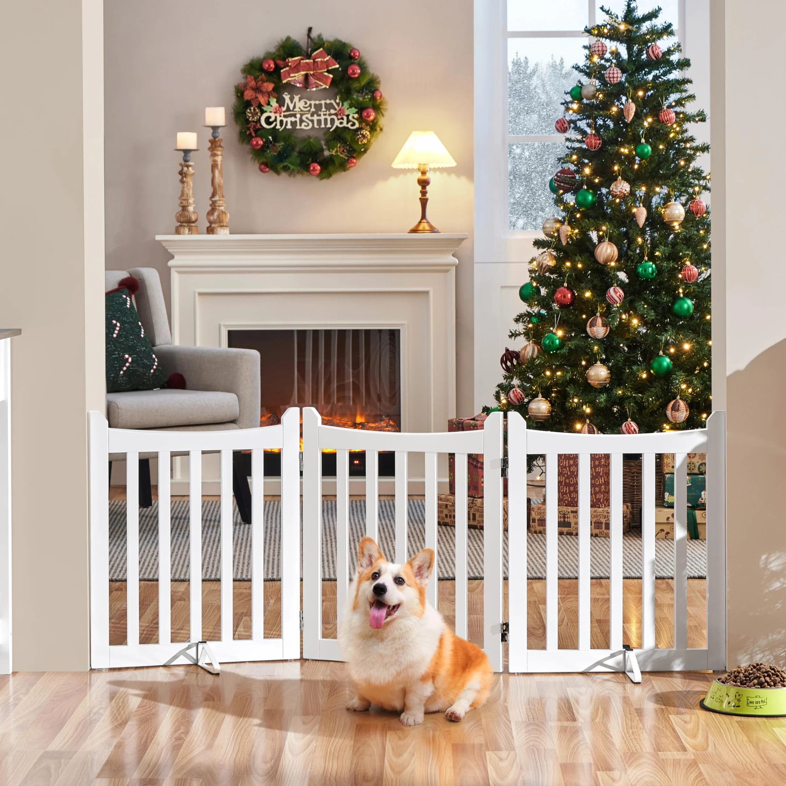 Yaheetech Cancelletto per Cani Estensibile Pieghevole Sicurezza Interno Legno 3 Pannelli 151,5×60,5 cm Bianco