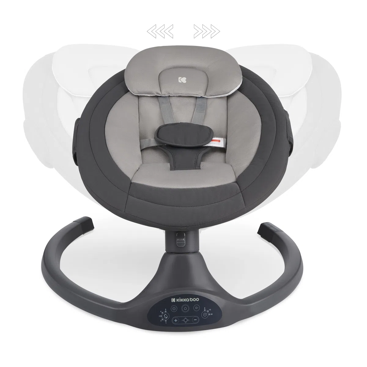 Sdraietta Neonati Elettrica KikkaBoo CODIE, Dondolo Elettrico per Neonati con Bluetooth, 5 Velocità, Schienale Regolabile, 10 Melodie, Fino a 9 kg, Grigio scuro