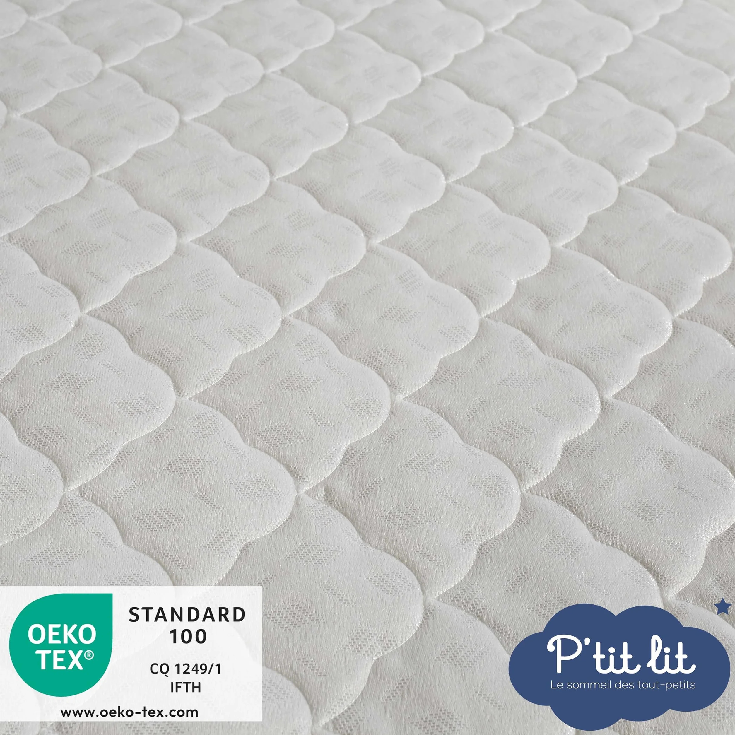 P'tit Lit - Materasso bambino Indispensabile - 60x120 cm - Climatizzato: 1 lato estivo/ 1 lato invernale - Oeko Tex® - Fabbricazione europea