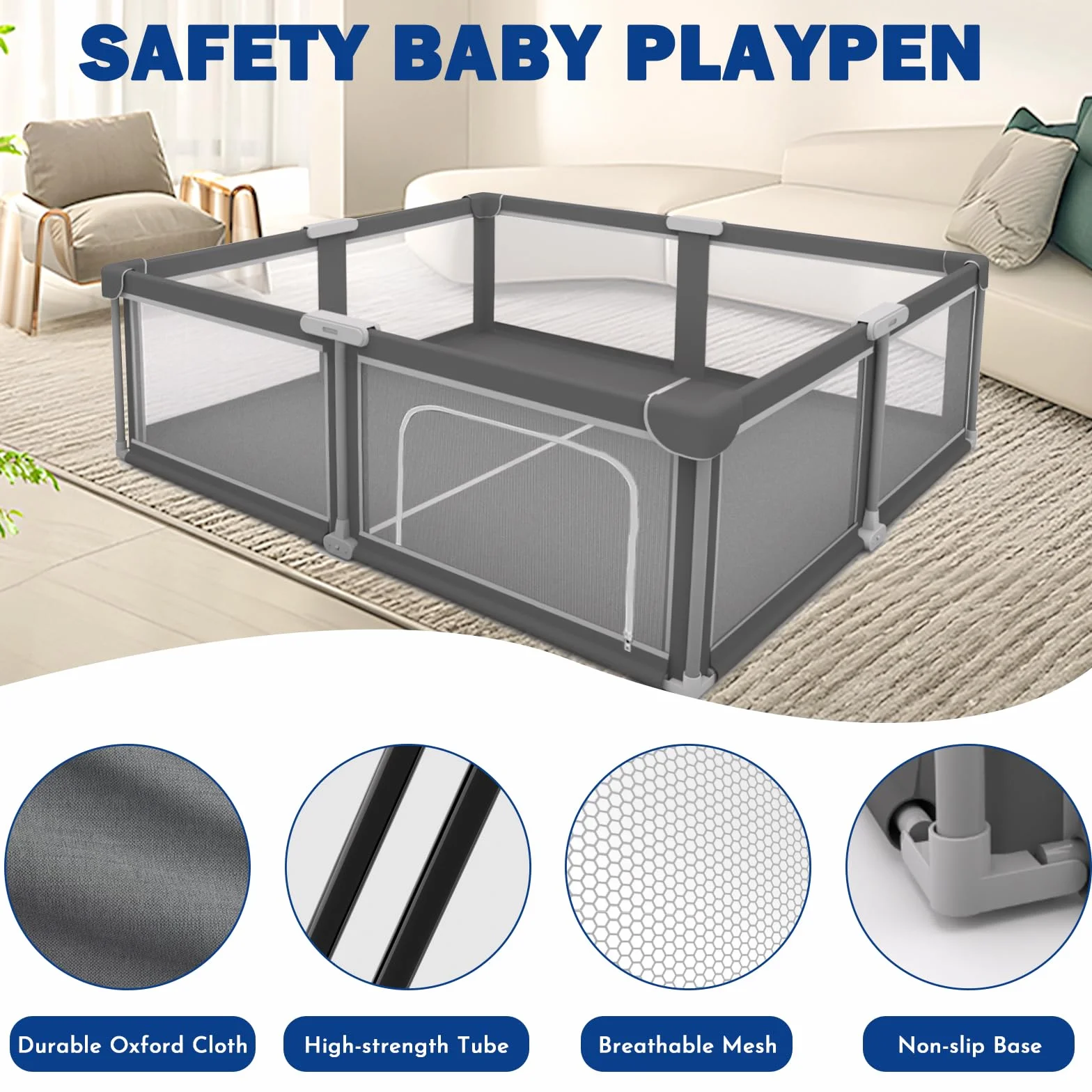 Box Pieghevole per Bambini - Box Portabile, Spazioso e Robusto per Neonati e Bambini Piccoli, Configurazione Rapida in 1 Minuto, Facile da Viaggiare, Sicuro e Durevole per Uso Interno ed Esterno