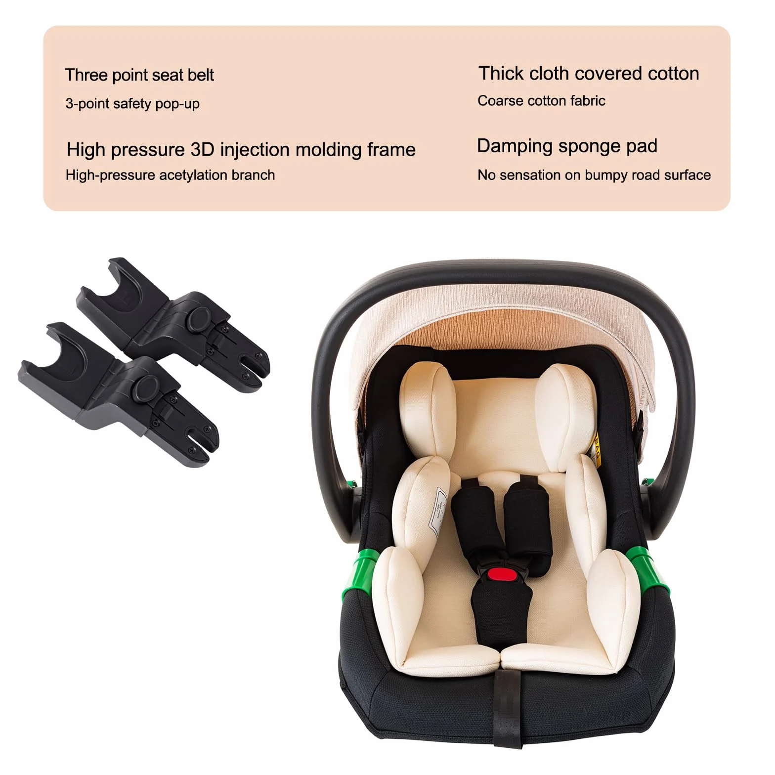 BEBBY Passeggino trio 3 in 1 Cannuccia Portatile Pieghevole Alto Telaio Alluminio Neonato (D2-Purple, H2-D)